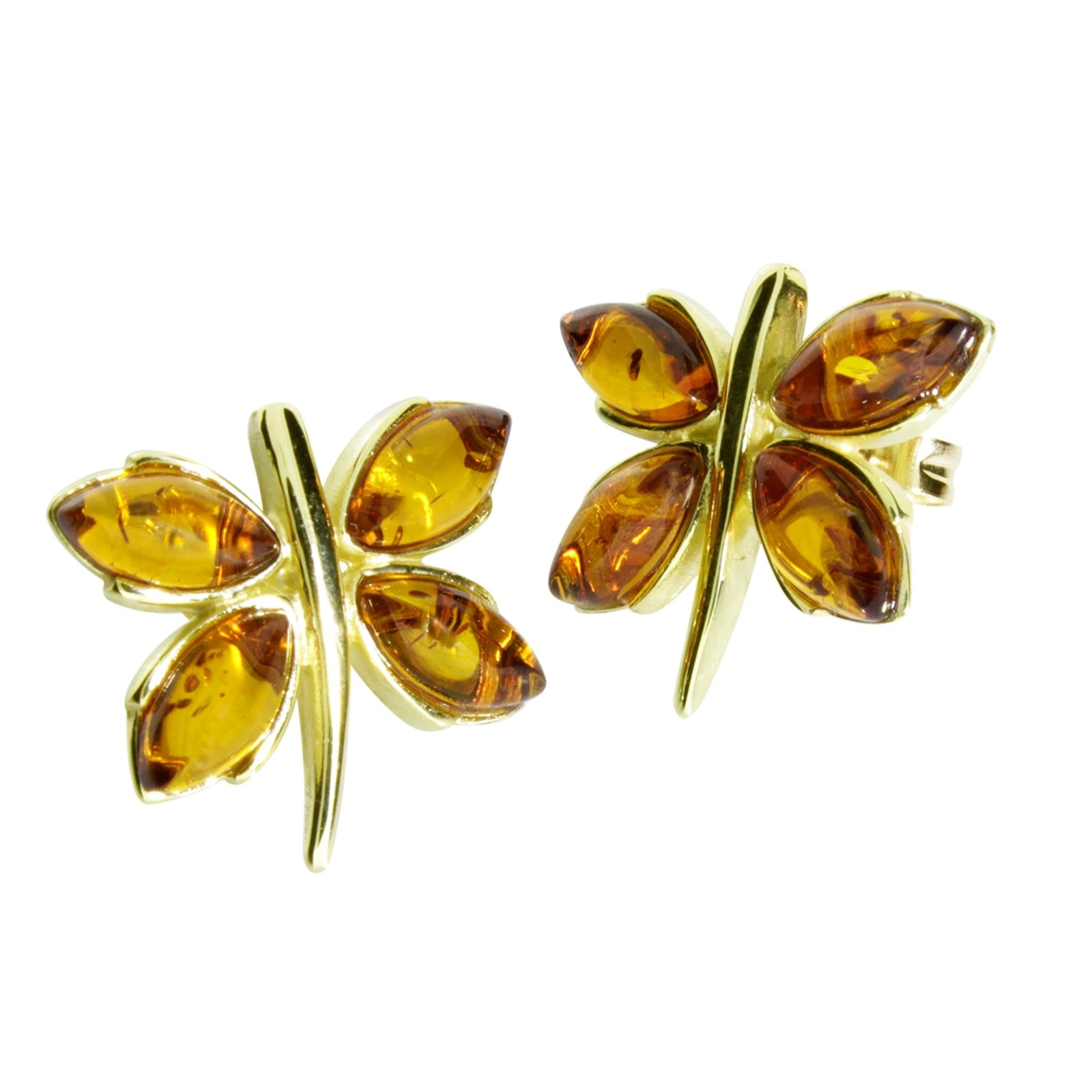 OSTSEE-SCHMUCK Paar Ohrstecker »- Schmetterling - Gold 333/000 - Bernstein«