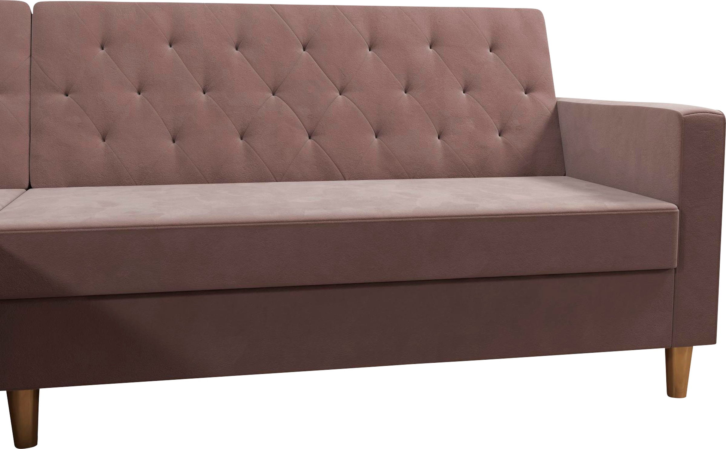 Cosmo Living Ecksofa »Liberty«, mit Schlafffunktion, Recamiere mit Stauraum beidseitig montierbar