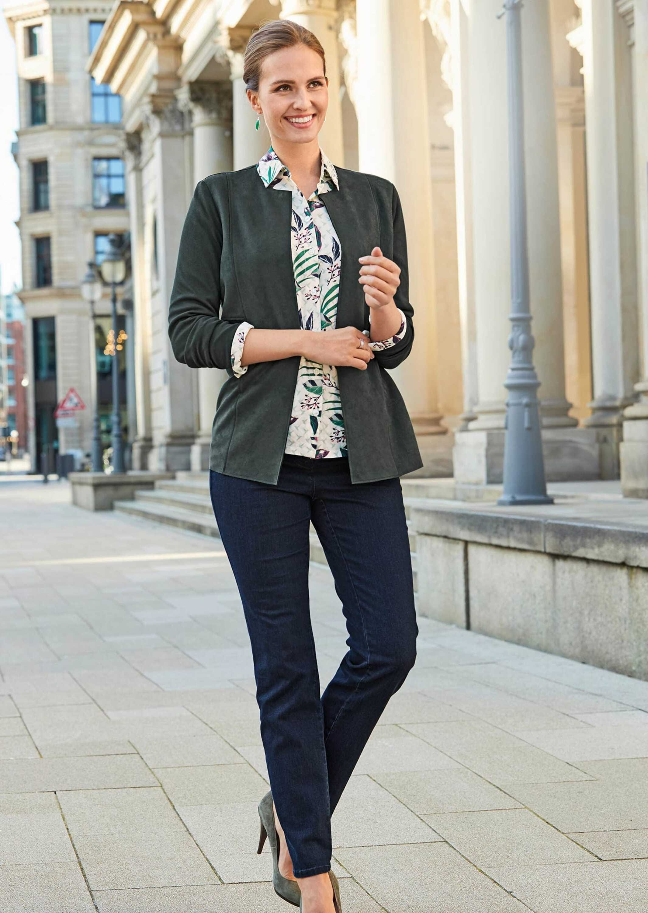 GOLDNER Kurzjacke »Kurzgröße Bequeme Shirtjacke, Veloursleder-Optik« kombinationsstarkes Veloursleder