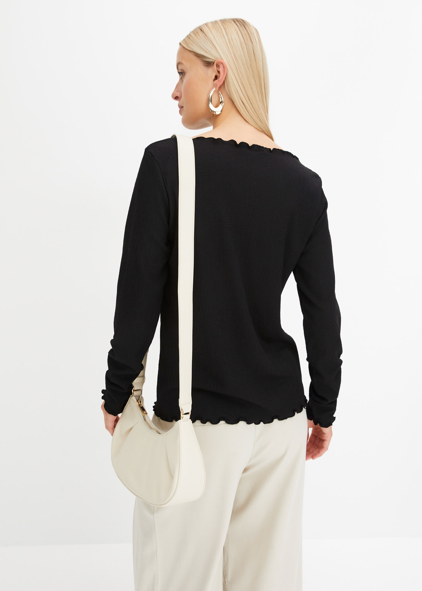 bonprix Langarmshirt »Shirt« bequeme Passform, Strukturjersey-Material, unifarben