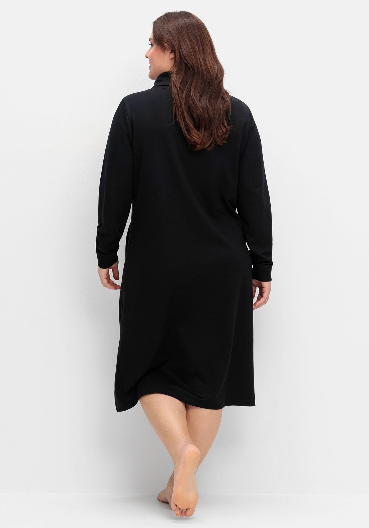 Sheego Sweatkleid »Sweatkleid mit weitem Kragen und Seitentaschen«