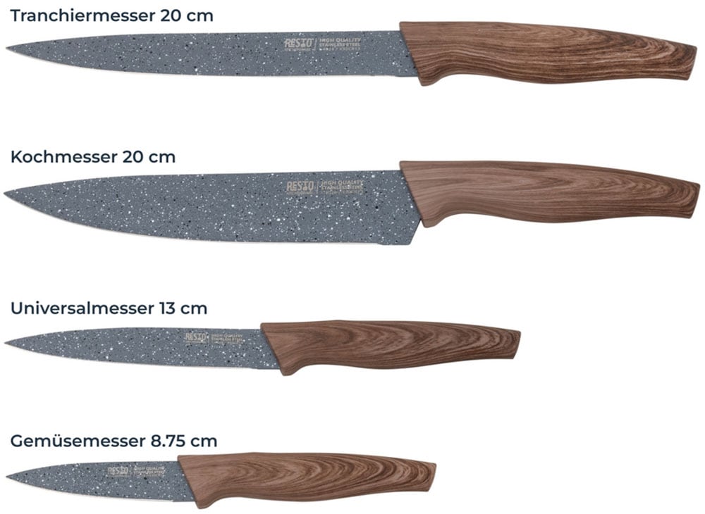 RESTO Kitchenware Messer-Set »Aquila, Edelstahlmesser 4-teilig in Magnet-Geschenkbox« Kochmesser, Tranchiermesser, Universalmesser, Gemüsemesser
