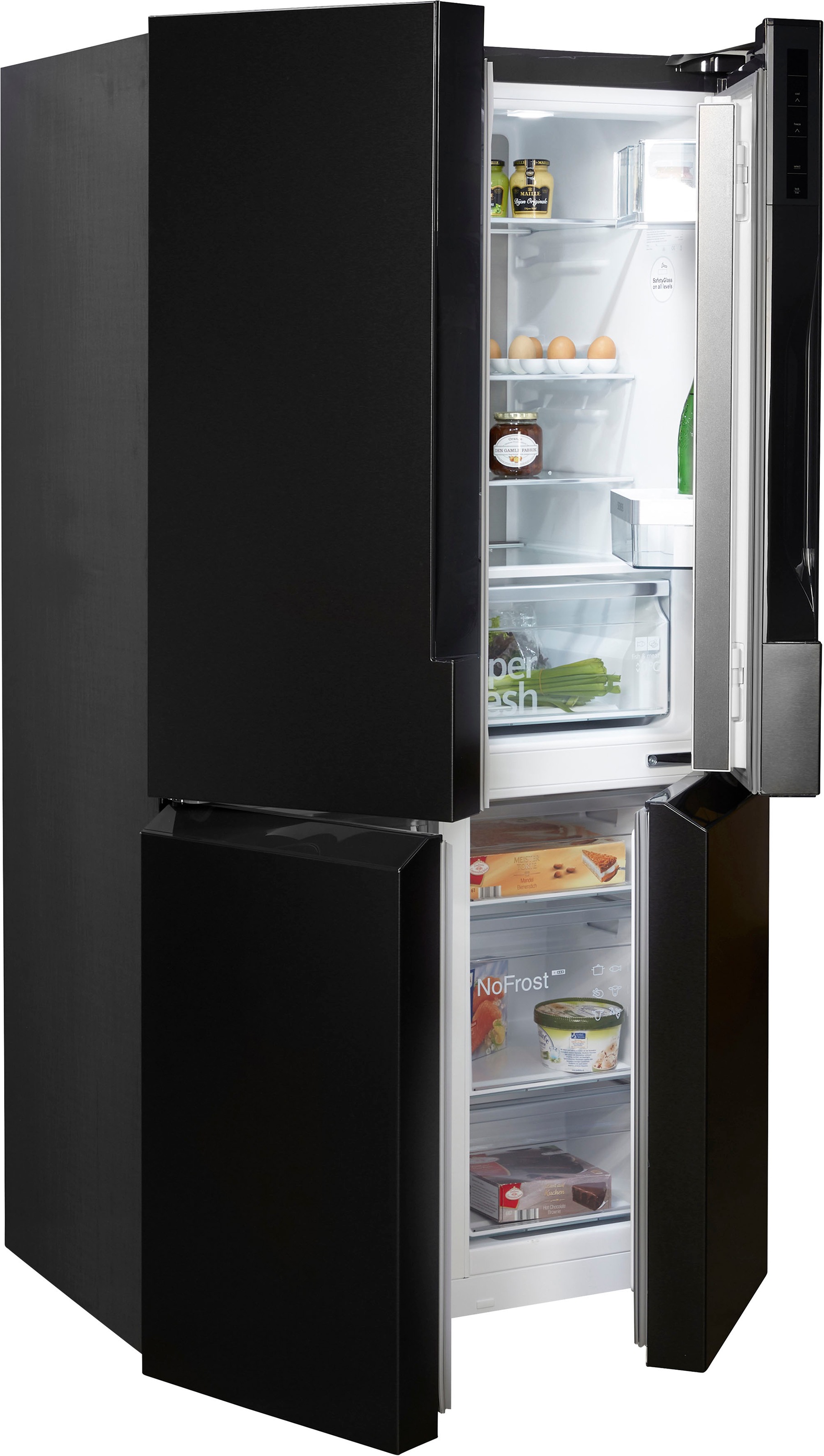 SIEMENS Multi Door iQ500 »KF96NAXEA« 183 cm hoch 91 cm breit noFrost, hyperFresh Schubladen, LED-Licht, superKühlen, superGefrieren