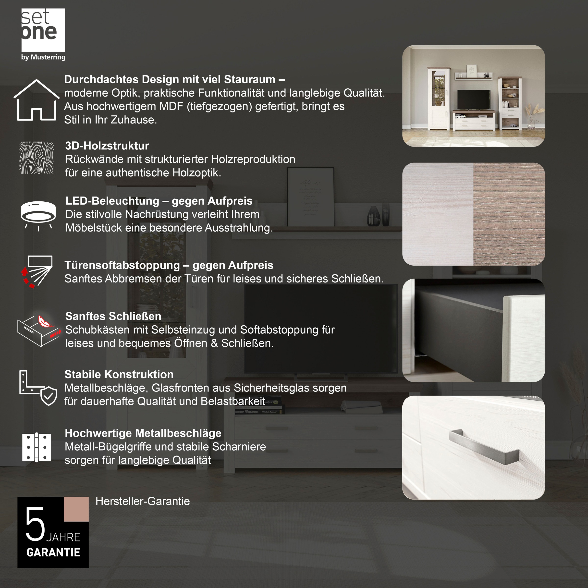 set one by Musterring Wohnwand »York« 4 Stk. tlg.