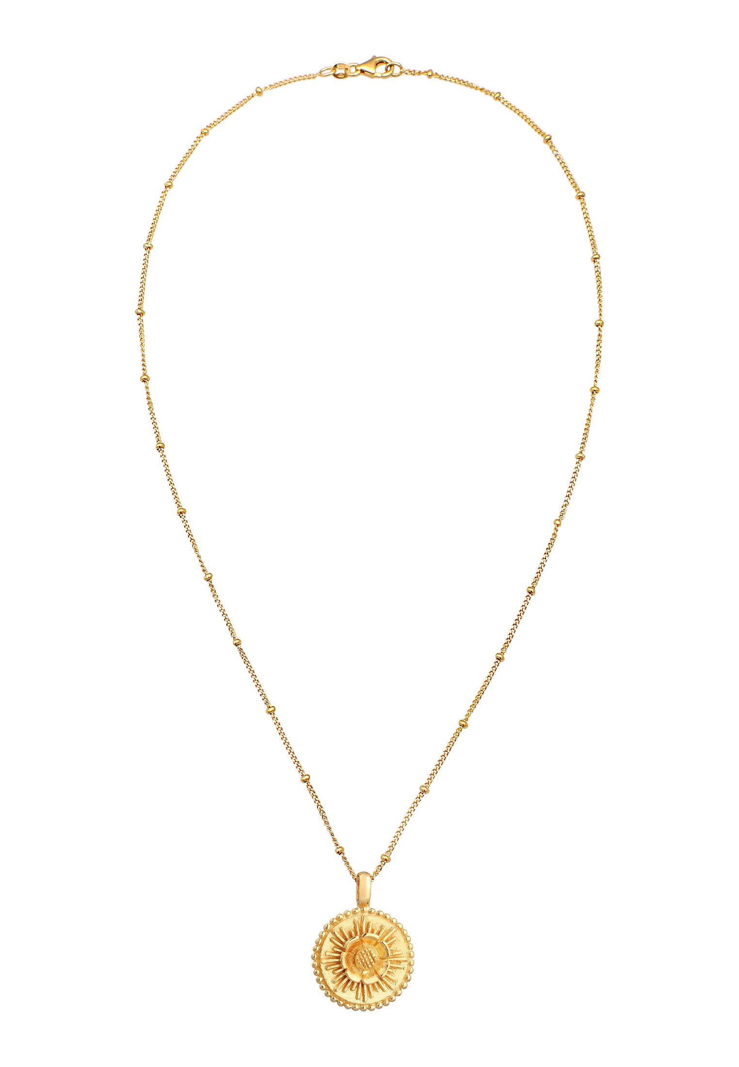 Elli Kette mit Anhänger »Halskette Lotusblüte Blume Disc Münze 925 Silber«