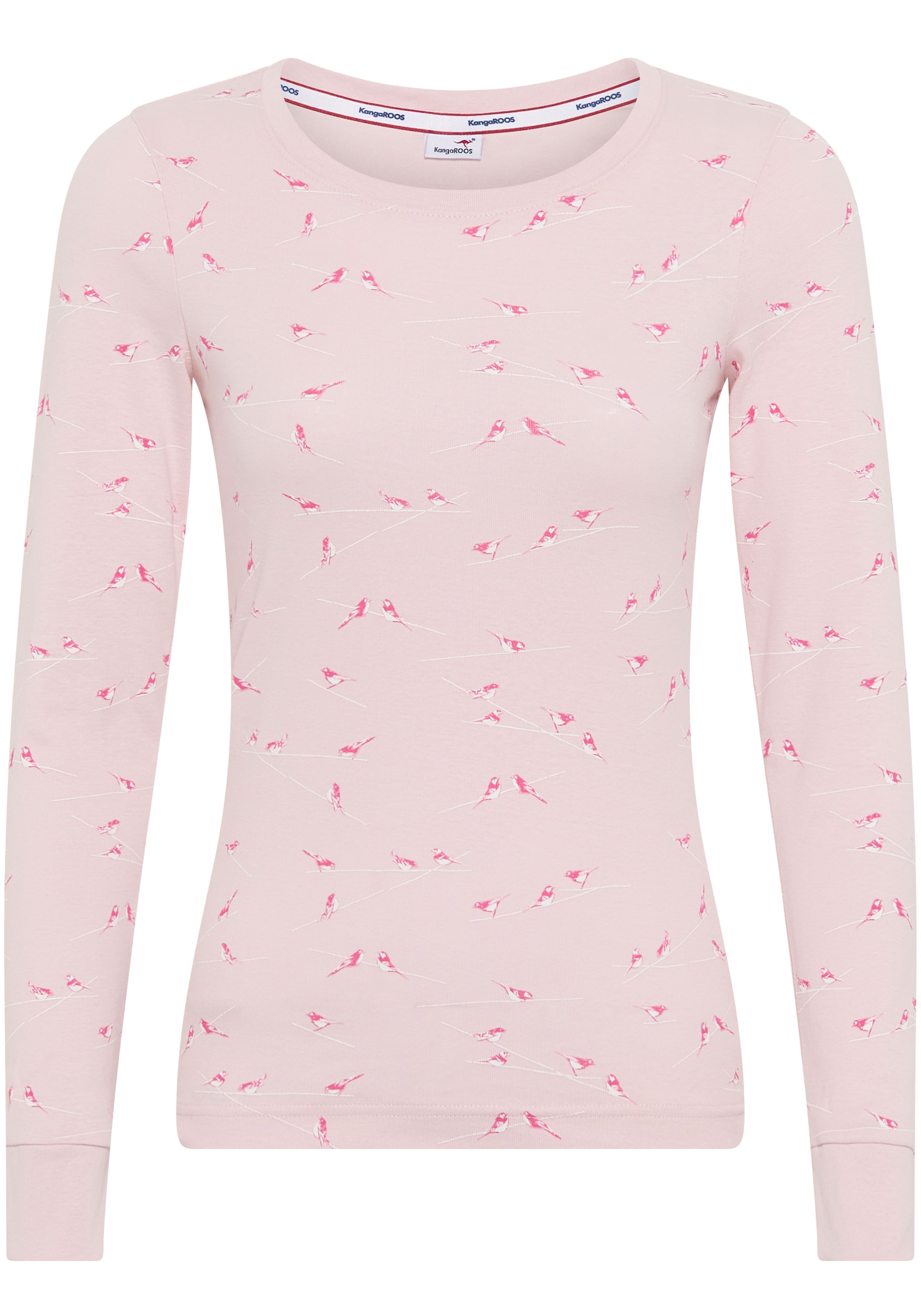 KangaROOS Langarmshirt, sehr figurbetonte Passform, Rundhalsausschnitt, aus 100% Baumwolle