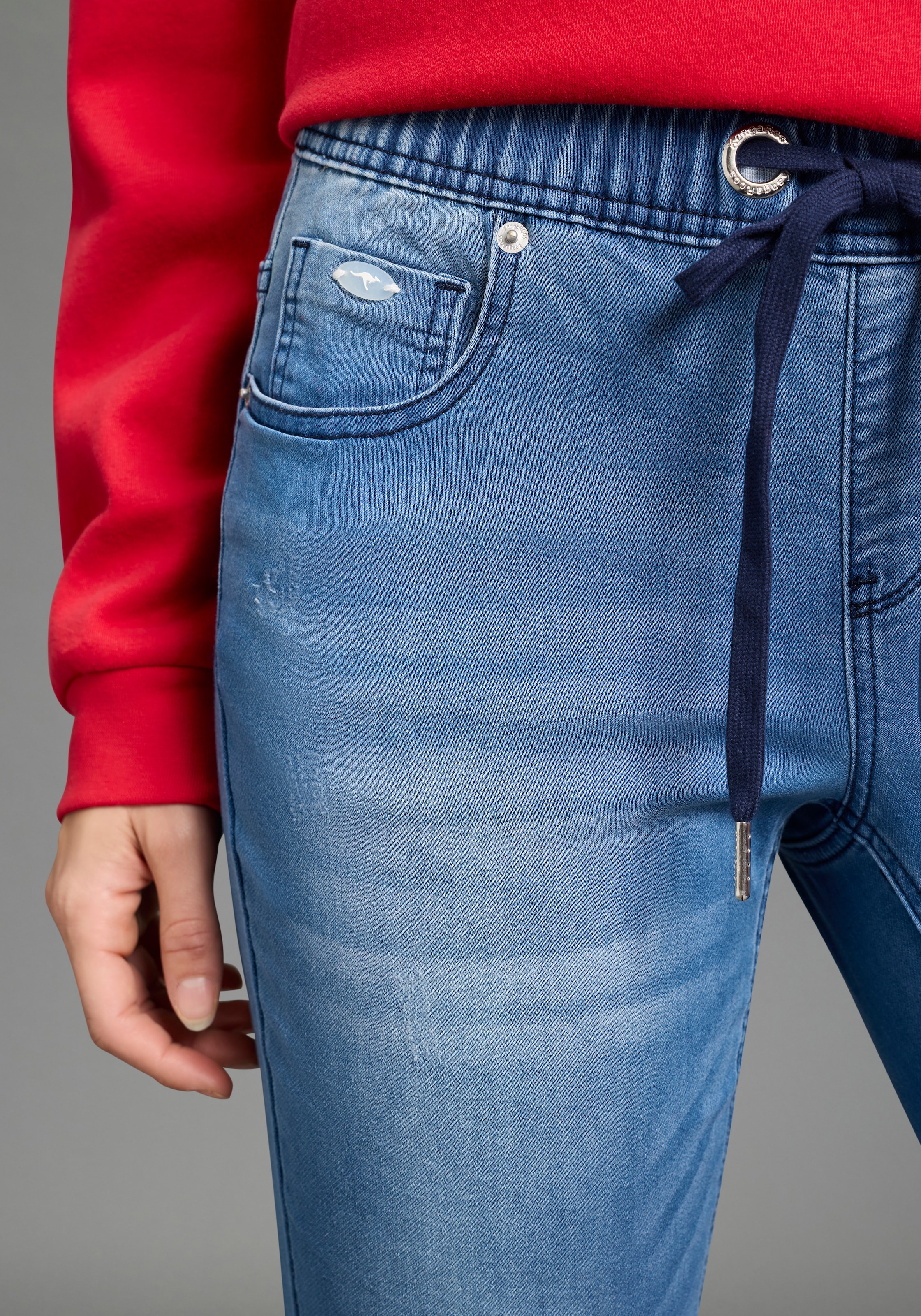 KangaROOS Jogg Pants »7/8 JOGG-DENIM« weites Bein,  mit Used-Waschung,  hohe Leibhöhe,  7/8-Länge