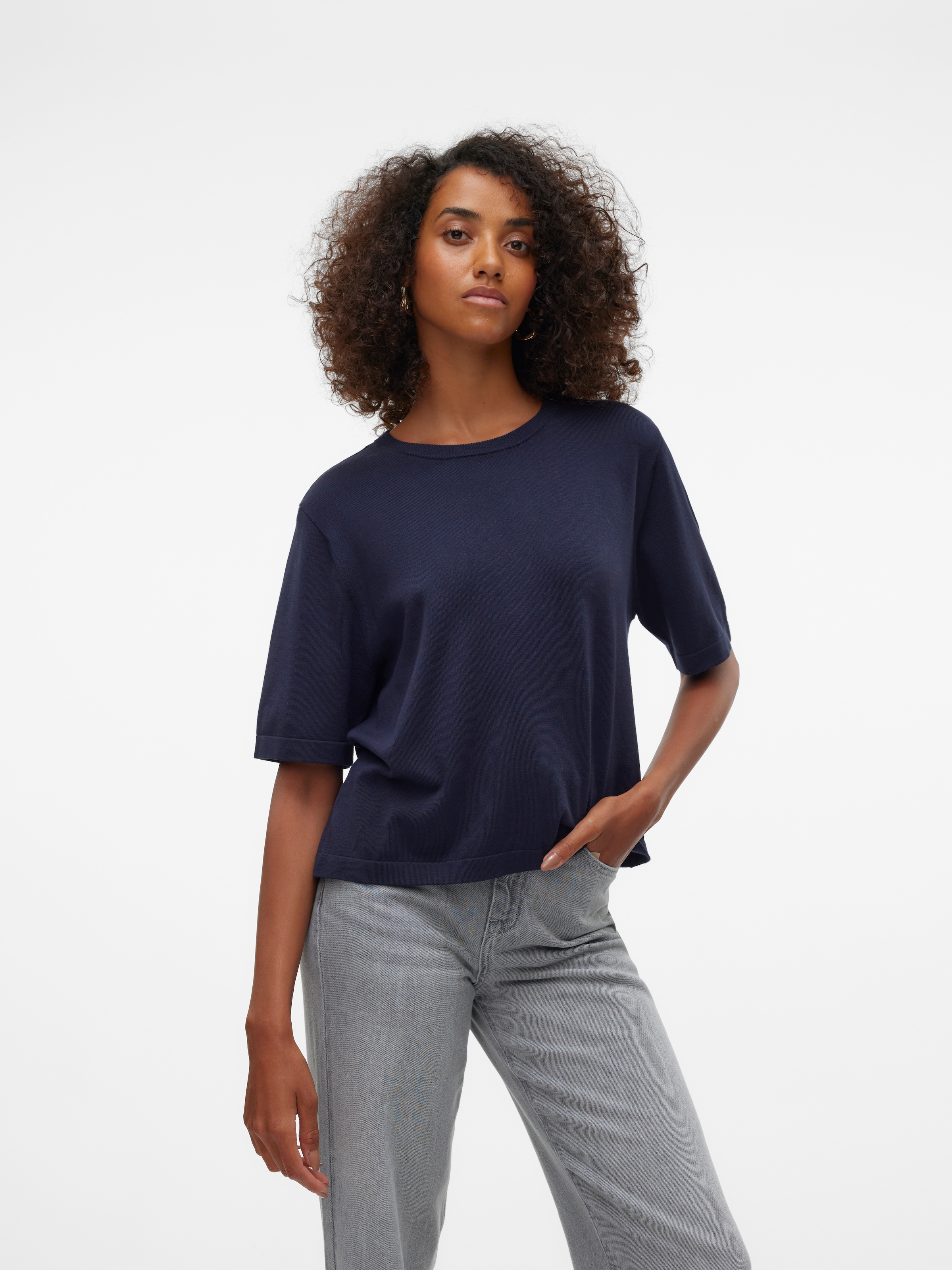 Vero Moda Kurzarmpullover »VMSILJE 2/4 O-NCK OVERSIZE PULL GA NOOS«