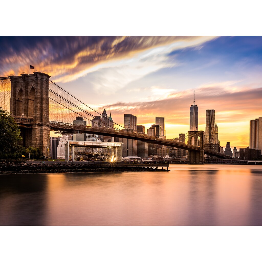 Papermoon Fototapete »Bridge Brooklyn at Sunset«
