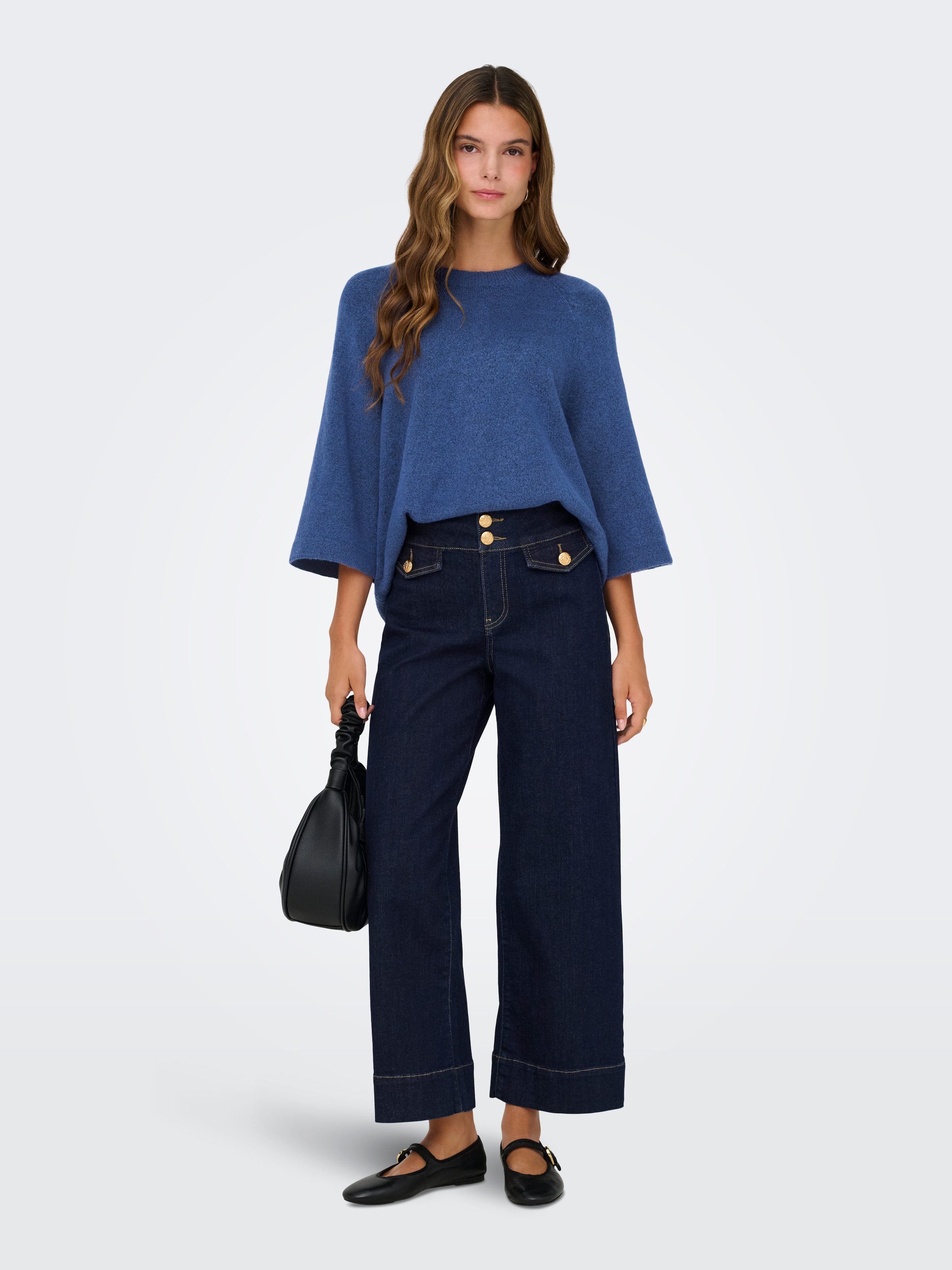 ONLY Strickpullover »ONLSIMONI 3/4 PULLOVER KNT NOOS« Materialmix, regular fit