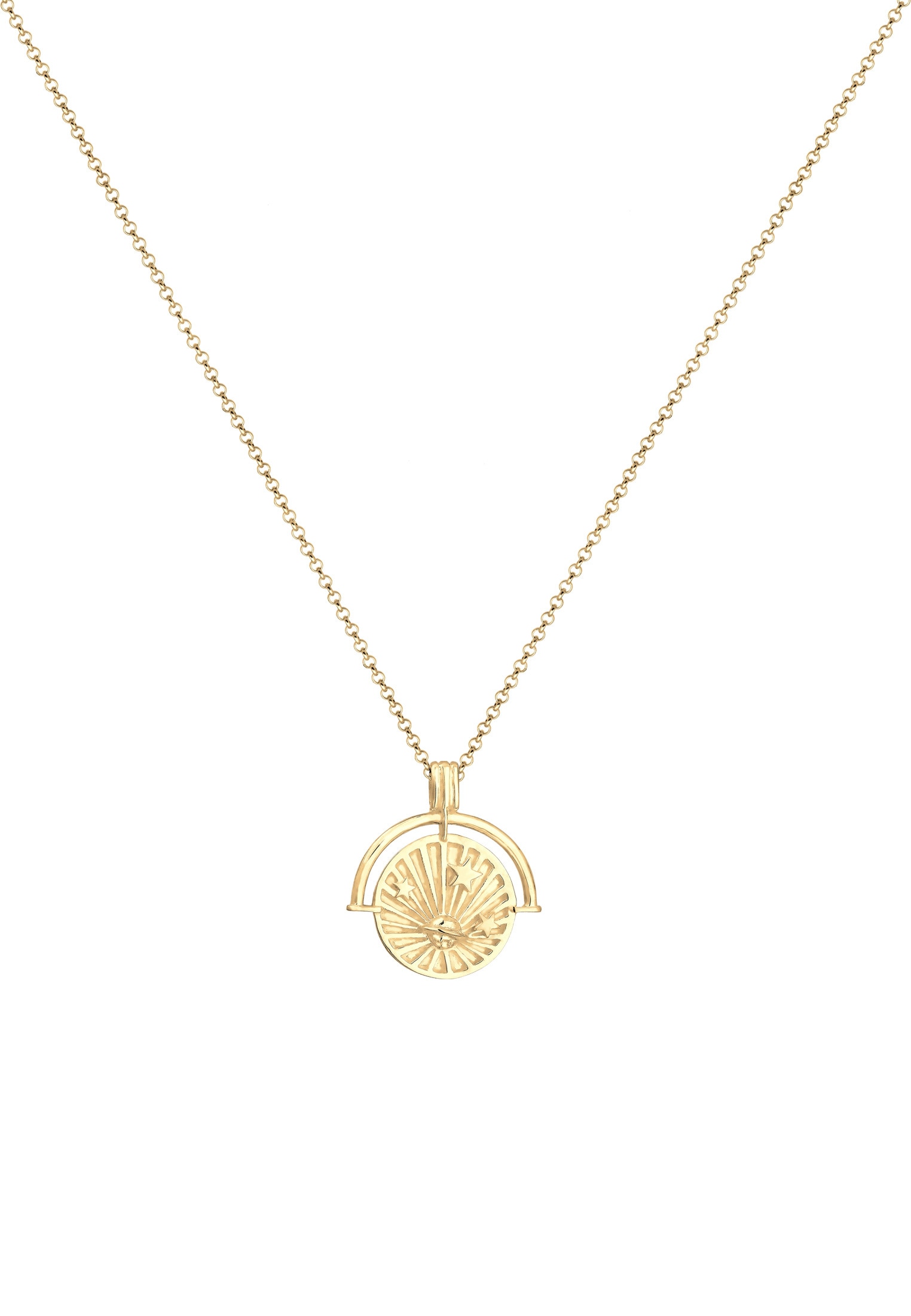 Elli Kette mit Anhänger »Halskette Astro Plättchen 925 Sterling Silber vergoldet«