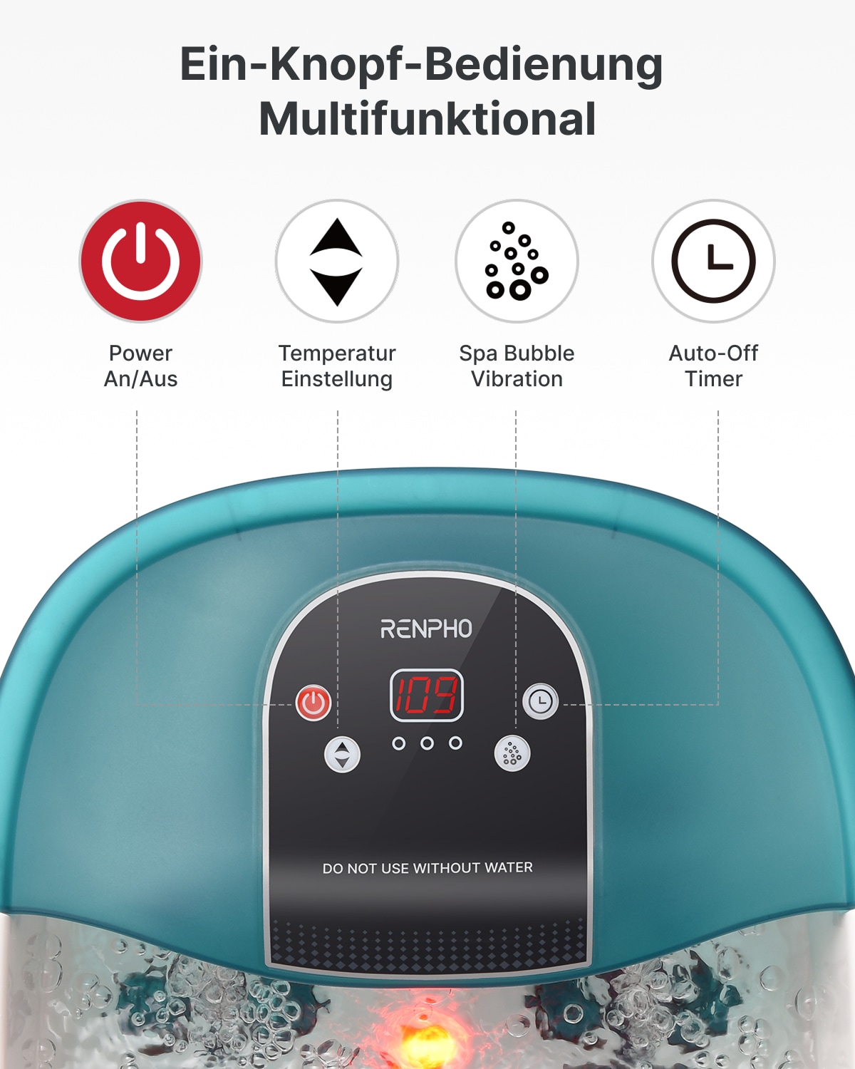 Renpho Fußmassagegerät »Fußbad mit Massagefunktion« Verwöhnende Thermalentspannung für die Füße