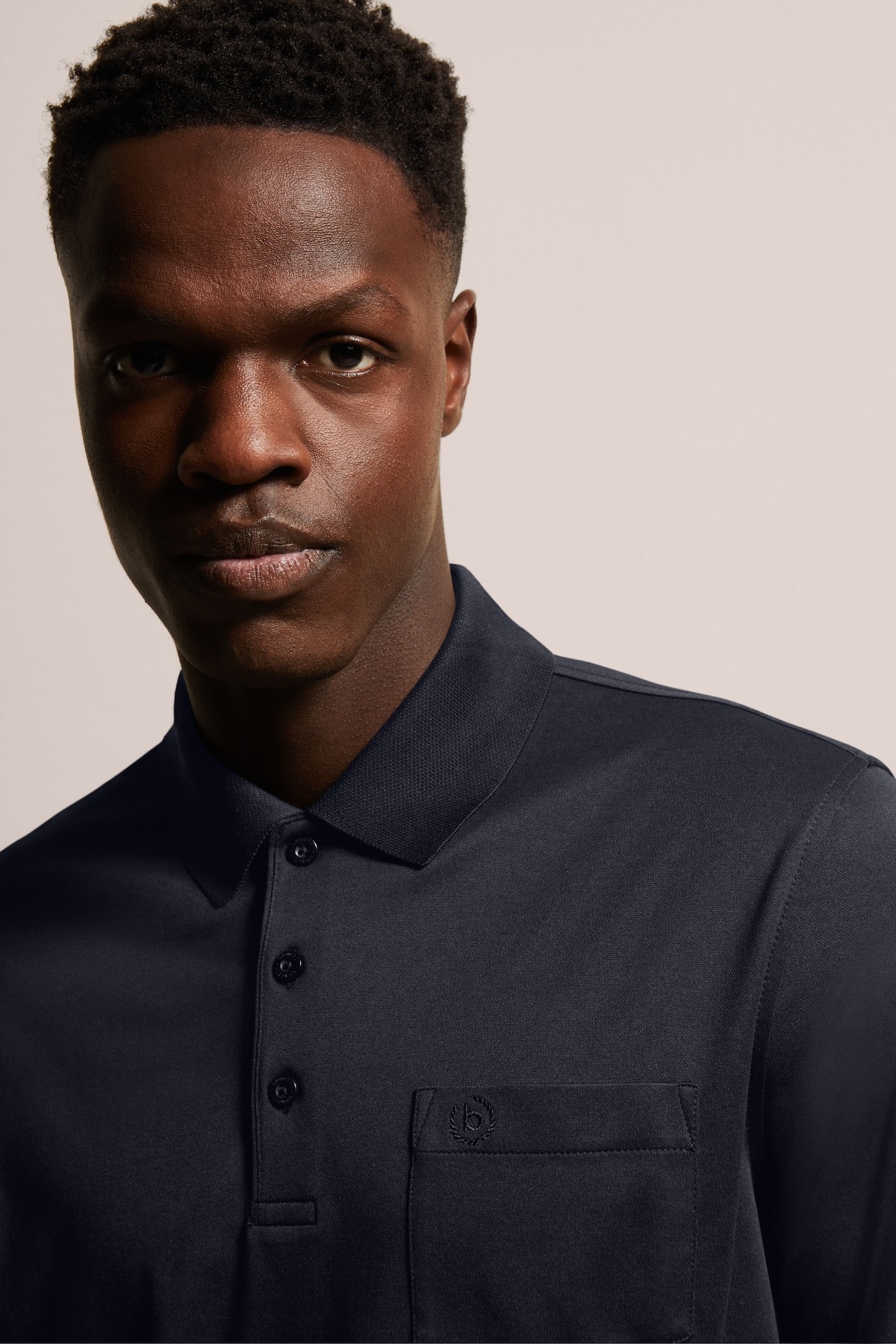 bugatti Langarm-Poloshirt, mit feiner zweifarbiger Strukturoptik