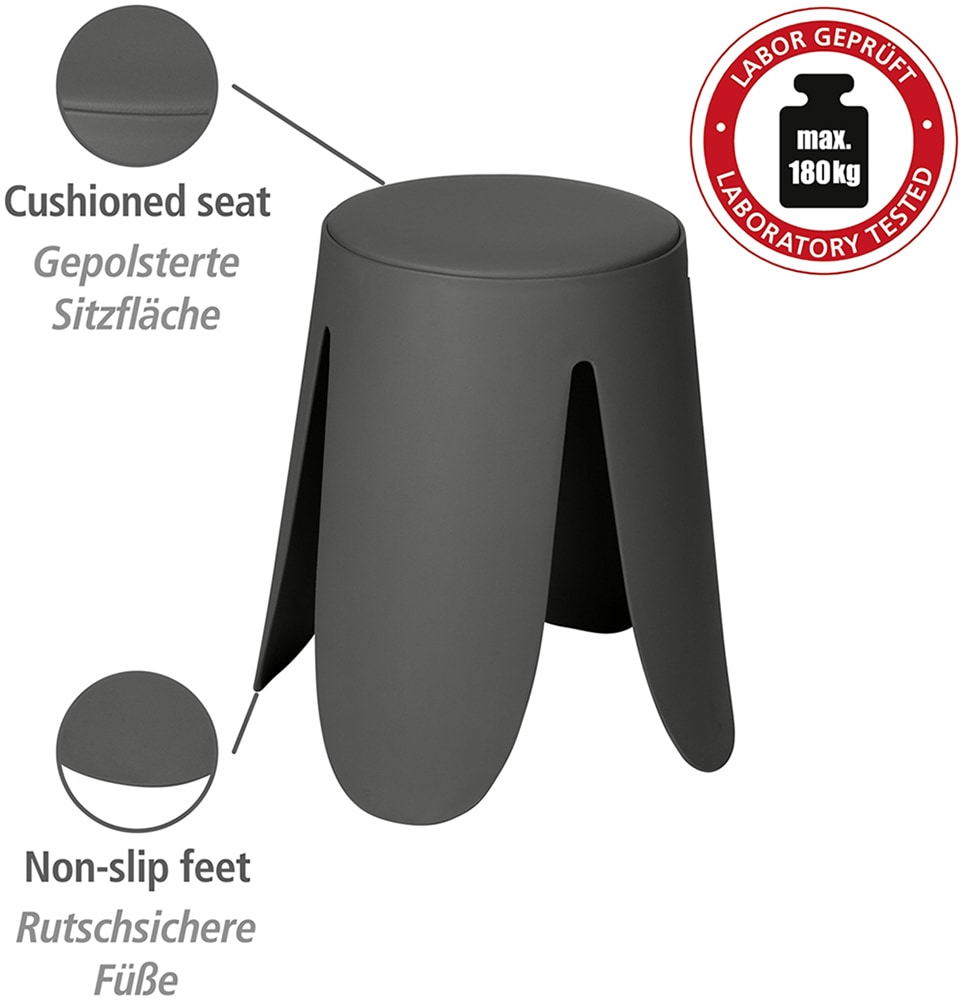 WENKO Dusch- und Badhocker »Modell Comiso«, belastbar bis 180 kg, Universalhocker, belastbar bis 180 kg, mit rutschsicheren Füßen