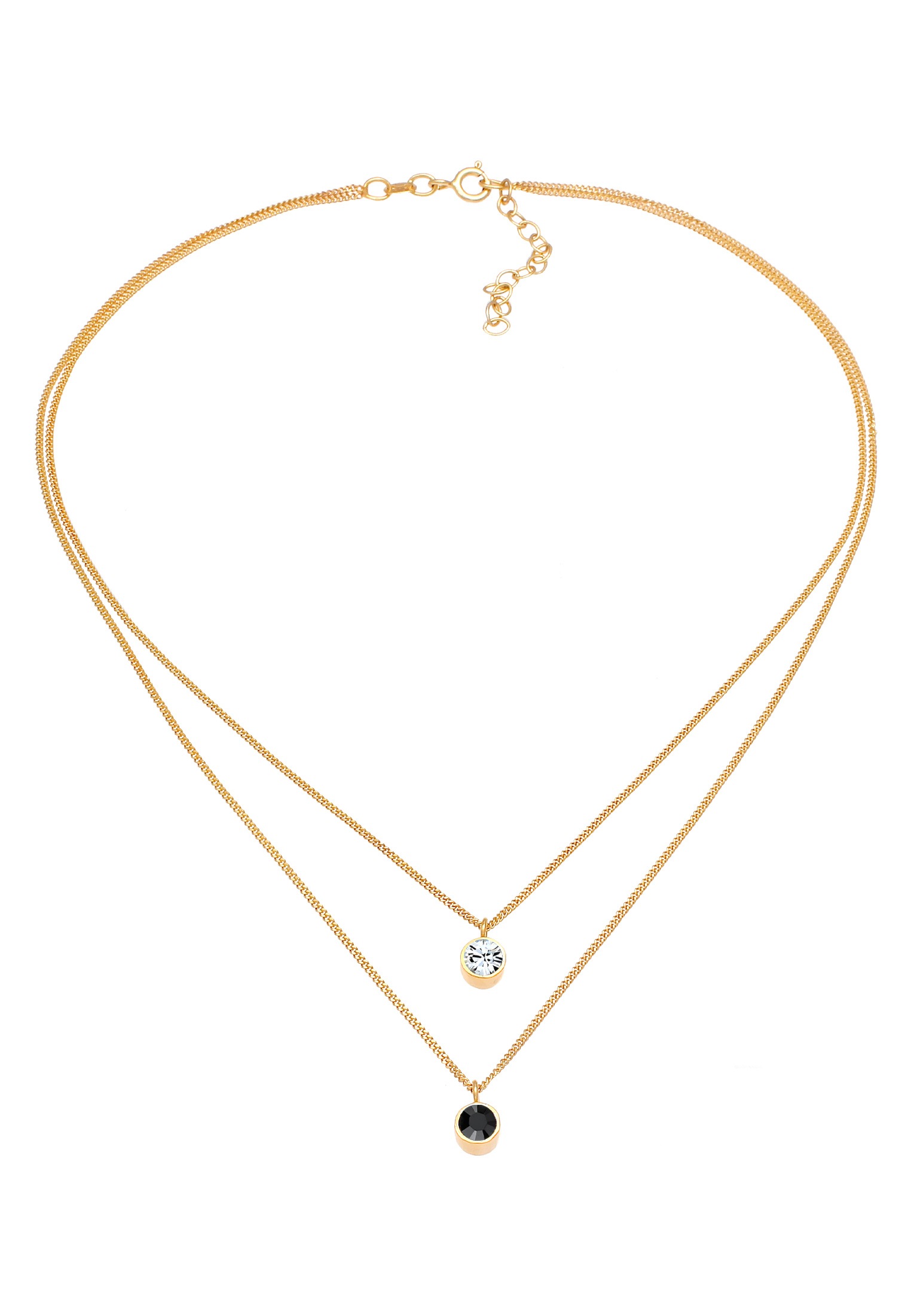 Elli Silberkette »Halskette Choker Layer Kristalle Rund 925 Silber«