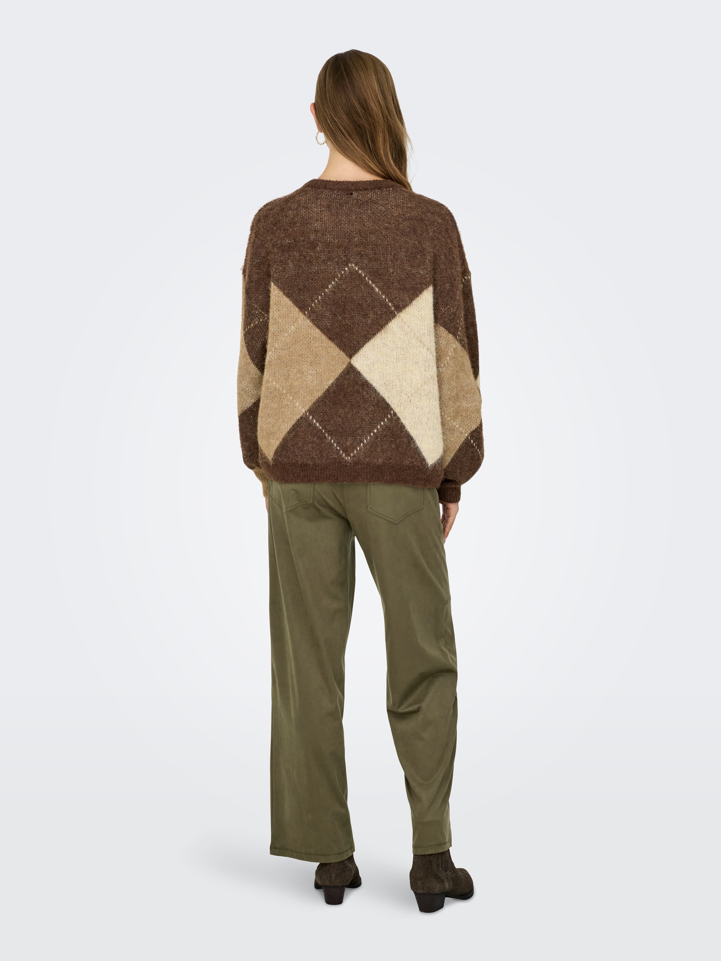 ONLY Strickpullover »ONLNOEME LIFE LS JQ O-NECK KNT« Materialmix, regular fit