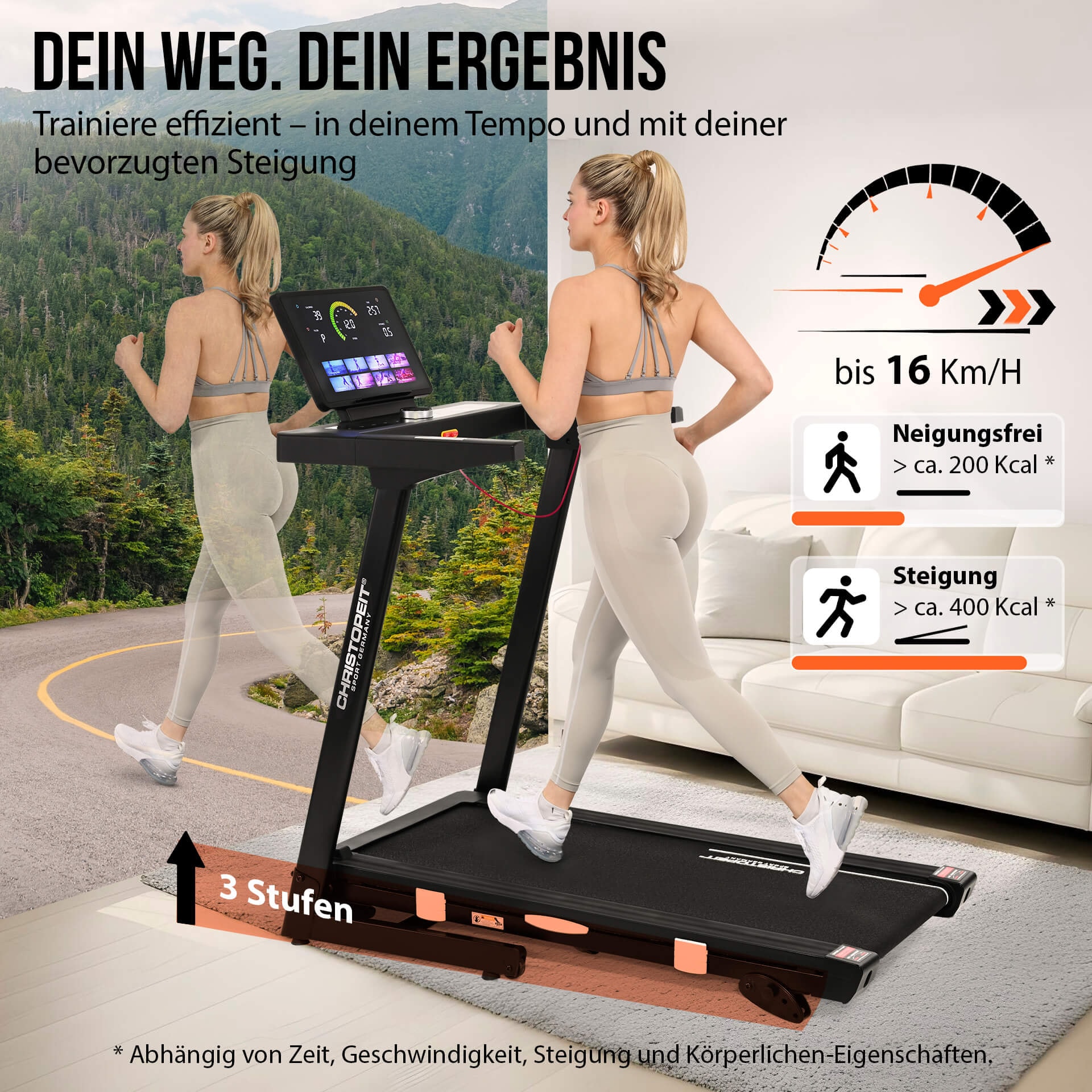 Christopeit Sport® Laufband »Laufband TM 4000 S« bis max. 16 km/h, klappbar, 120 kg max. Benutzergewicht