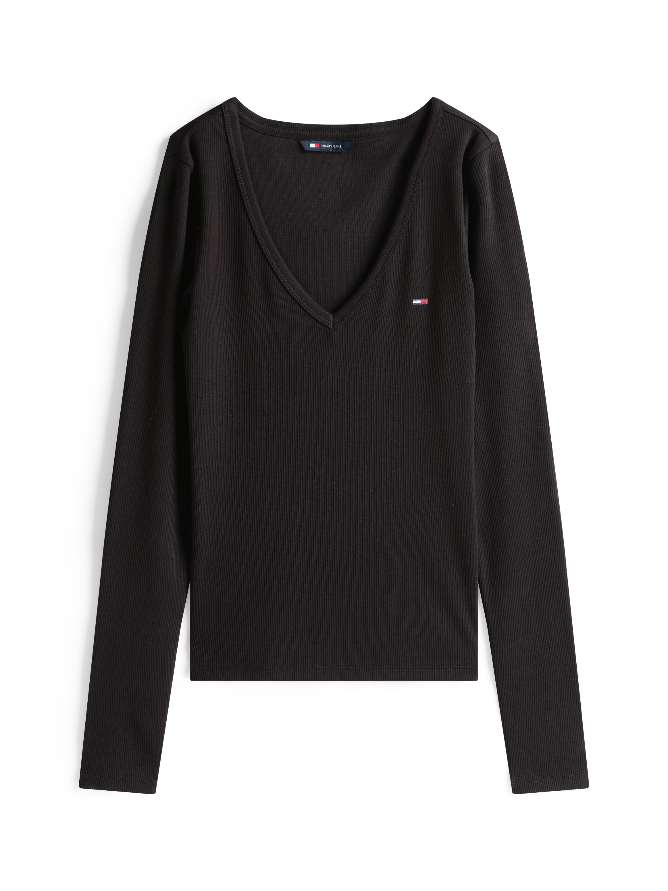 Tommy Jeans Langarmshirt »TJW SLIM ESSENTIAL RIB V LS«, mit Logostickerei