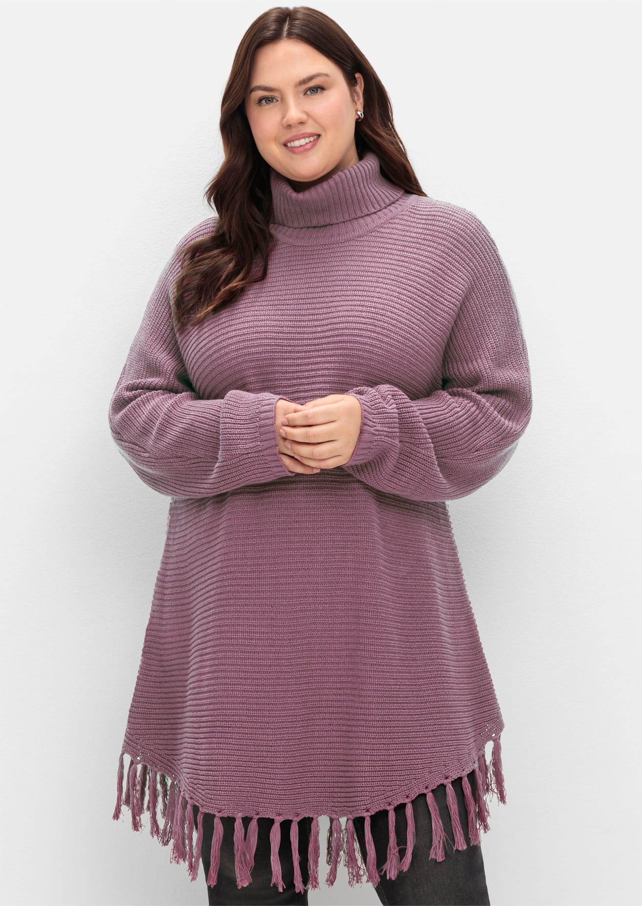 Sheego Damen Strickponcho »Strickpullover«, Größe 56/58