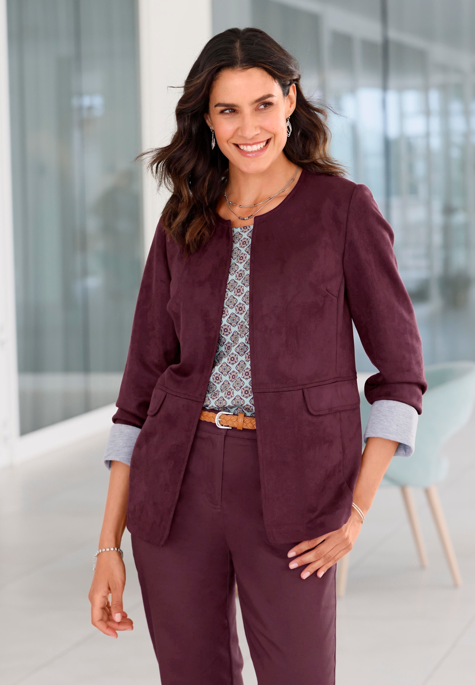 Witt Blusenblazer »Lederimitat-Blazer Lederimitat-Blazer in Velours-Optik«