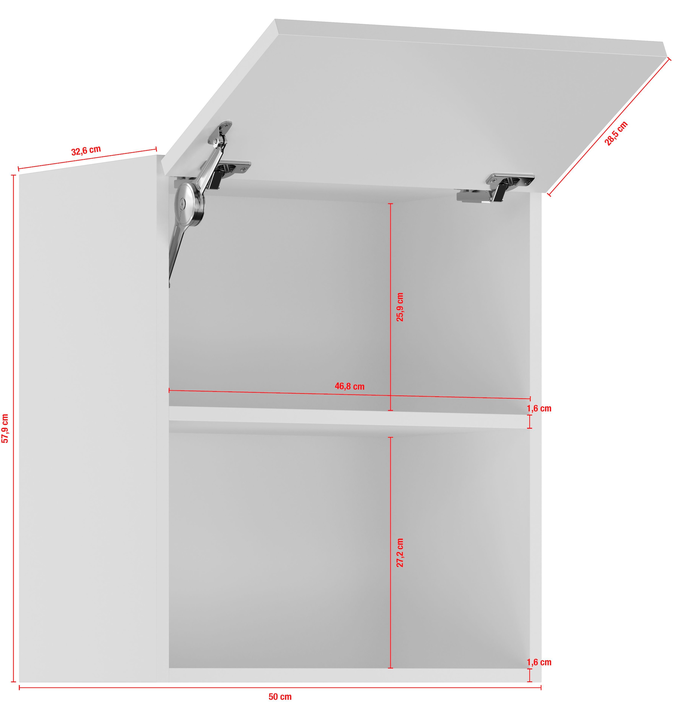 IMPULS KÜCHEN Klapphängeschrank »"Turin", Breite/Höhe: 50/57,9 cm«, vormontiert, mit Klapptür und offener Nische