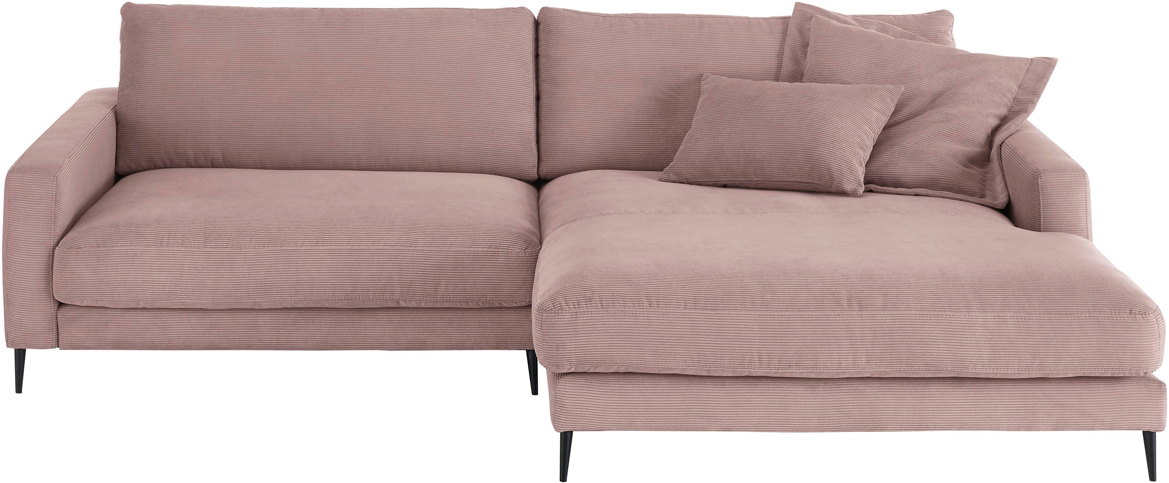 Home affaire Ecksofa »Downtown, B/T/H: 272/190/84 cm L-Form« weicher Sitzkomfort auch in Cord und Bouclé, incl. Zierkissen