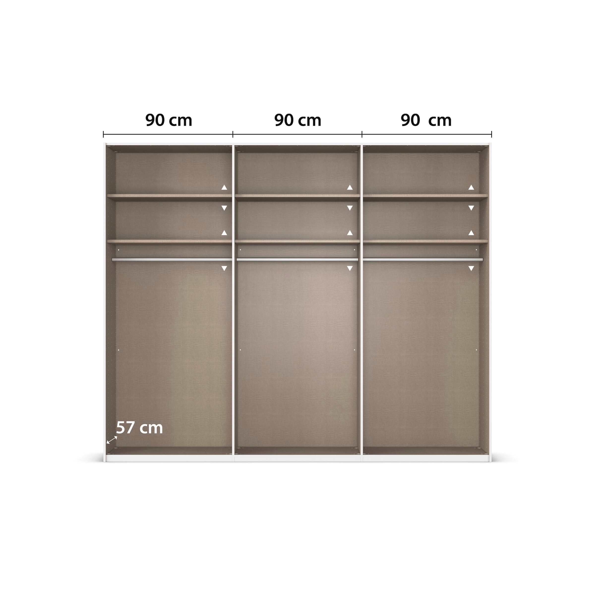rauch Schwebetürenschrank »Kleiderschrank Schrank Garderobe Schlafzimmerschrank SCALE-FYRA«, edle Türen viergeteilt Glas matt/glänzend viele Farben MADE IN GERMANY