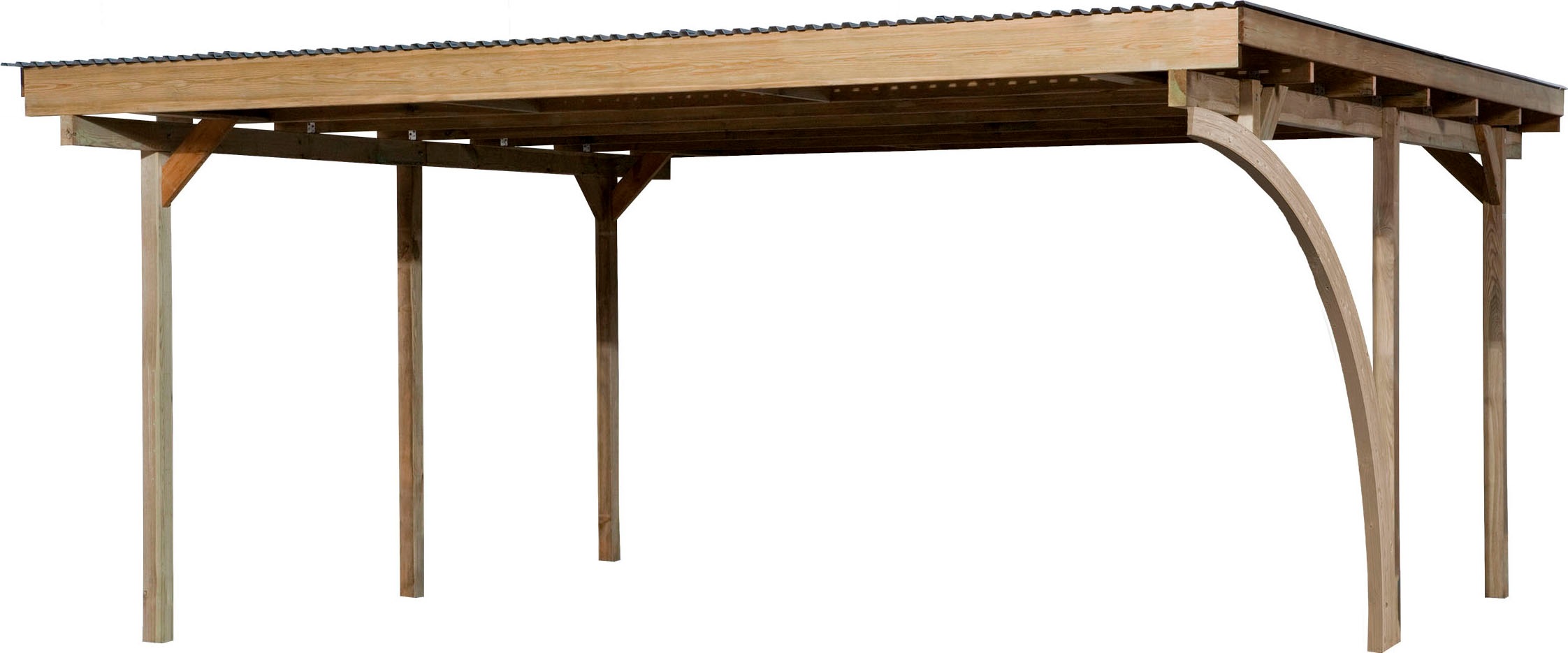 Weka Doppelcarport »616 A« 453 cm braun mit Rundbogen wahlweise links- oder rechts montierbar in braun, Größe B/H/T: 217 cm x