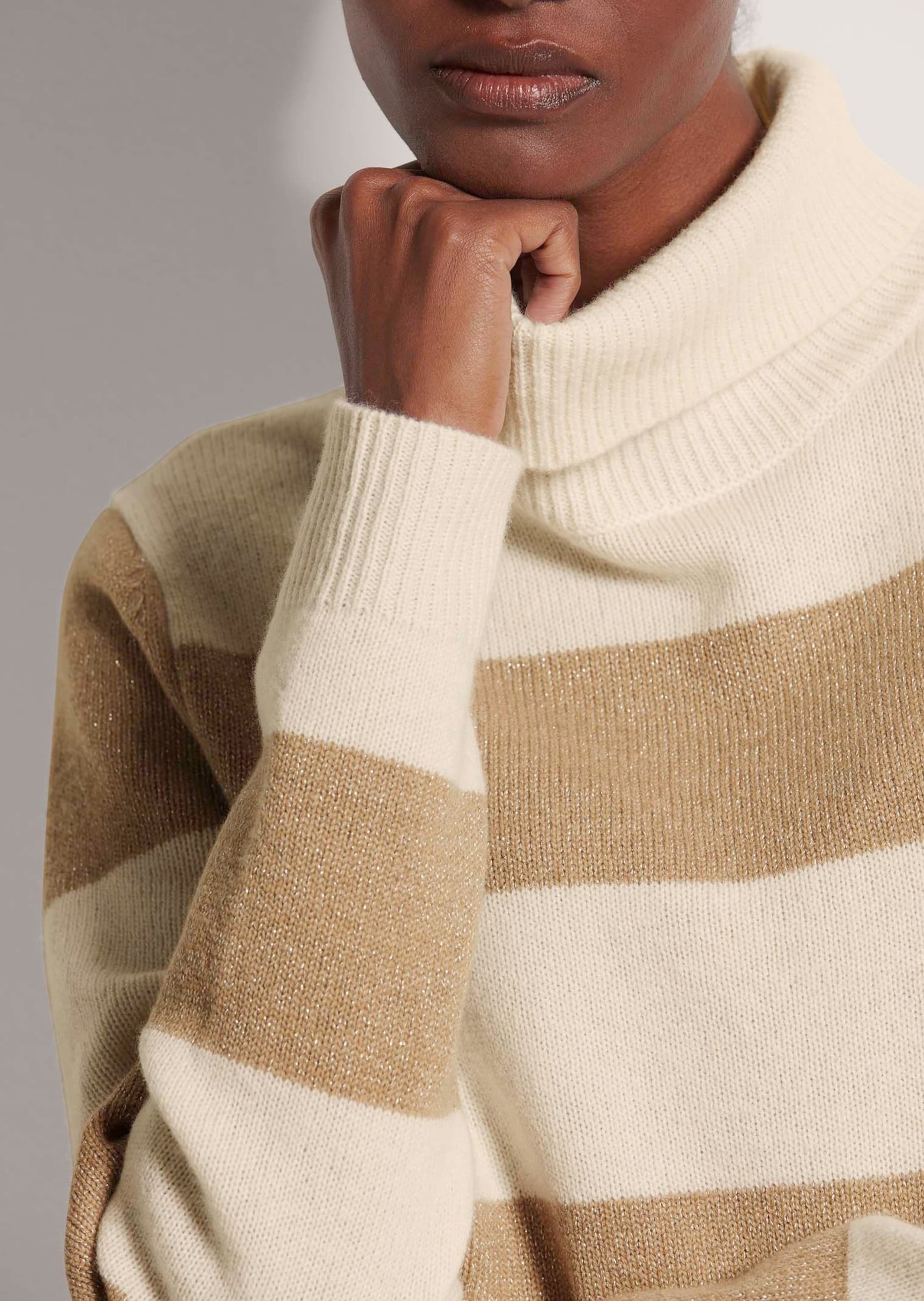 MADELEINE Longpullover »Pullover Stehkragen-Pullover mit Blockstreifen«