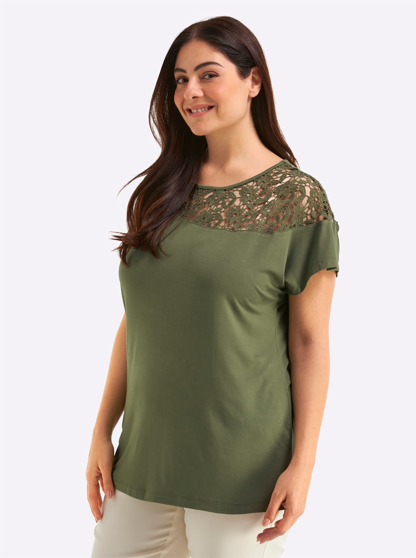 Sheego Rundhalsshirt »Halbarmshirt« 1