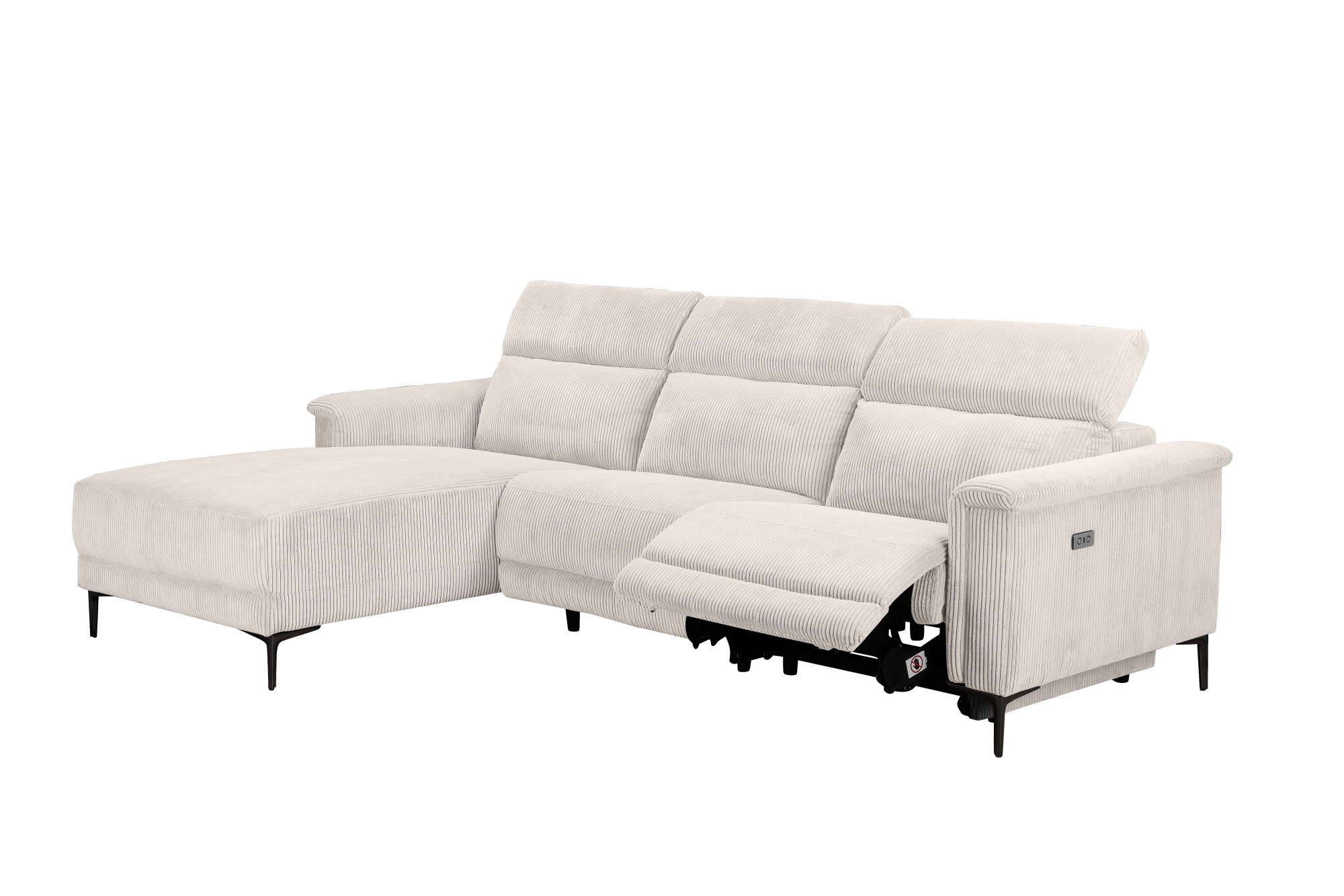 Home affaire Ecksofa »Lund in Cord, L-Form, 261 cm, manuelle und elektr. Relaxfunktion,«, USB-C und Kopfteilverstellung