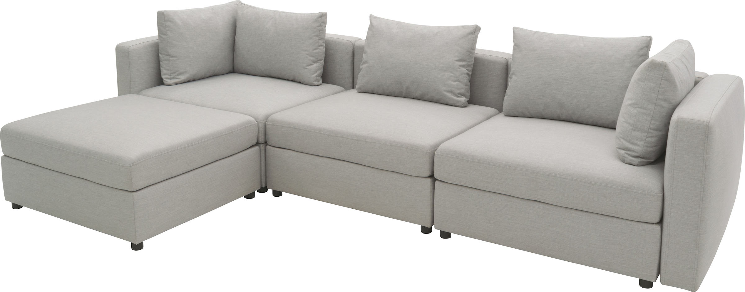 DOMO collection Ecksofa »Solskin, individuell erweiterbar/kombinierbar L-Form«, mit losen Kissen. Rücken- und Seitenteile als Stecksystem.