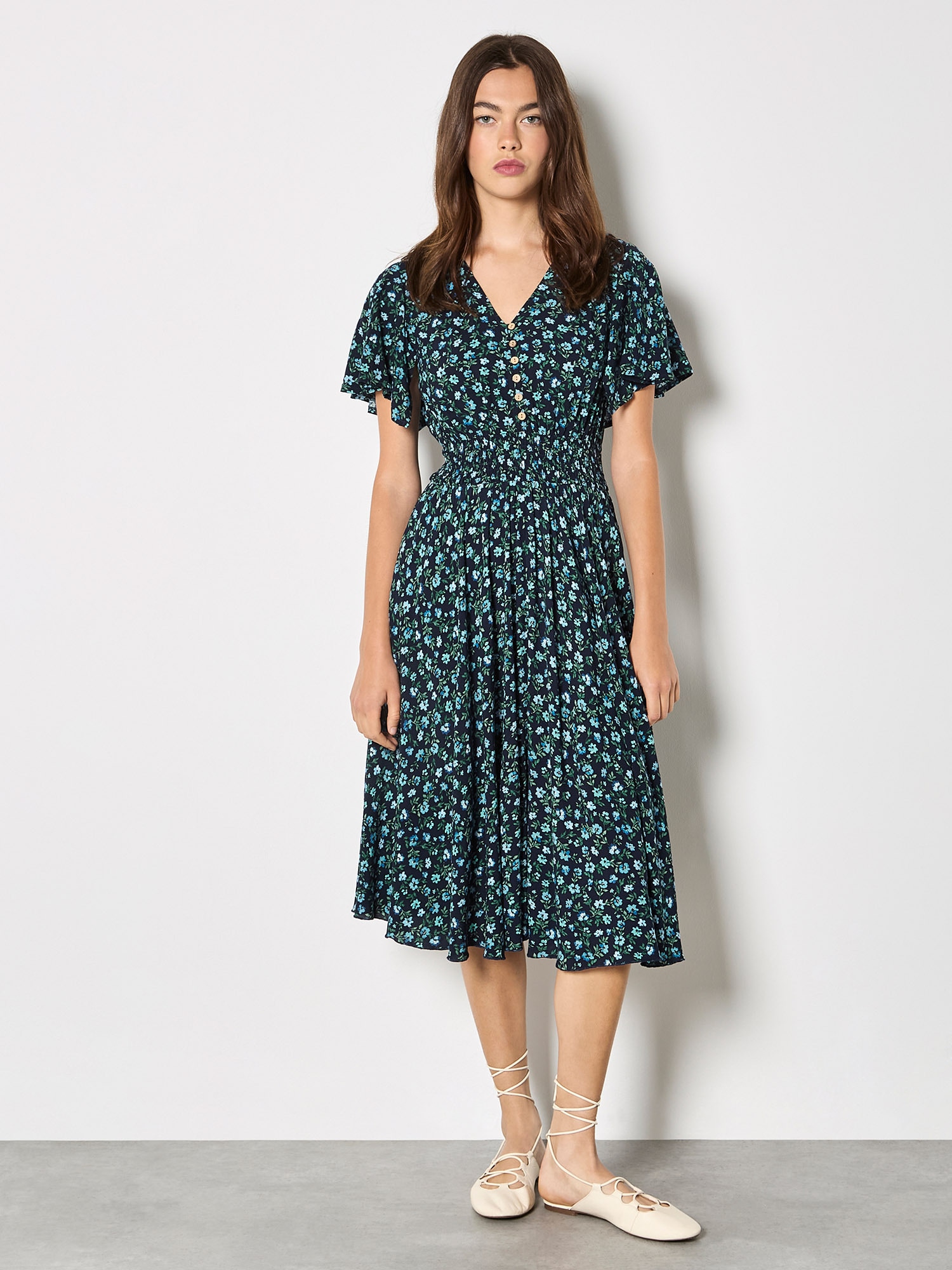Apricot Midikleid »Midikleid« mit zierlichem Blumenmuster