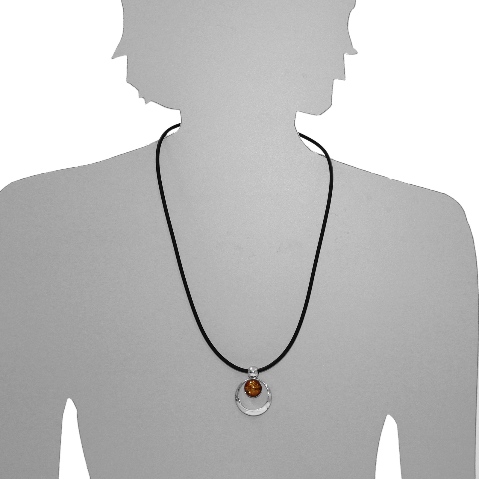 OSTSEE-SCHMUCK Kette mit Anhänger »- Lenka - Kautschukreif - Silber 925/000 - Bernstein«