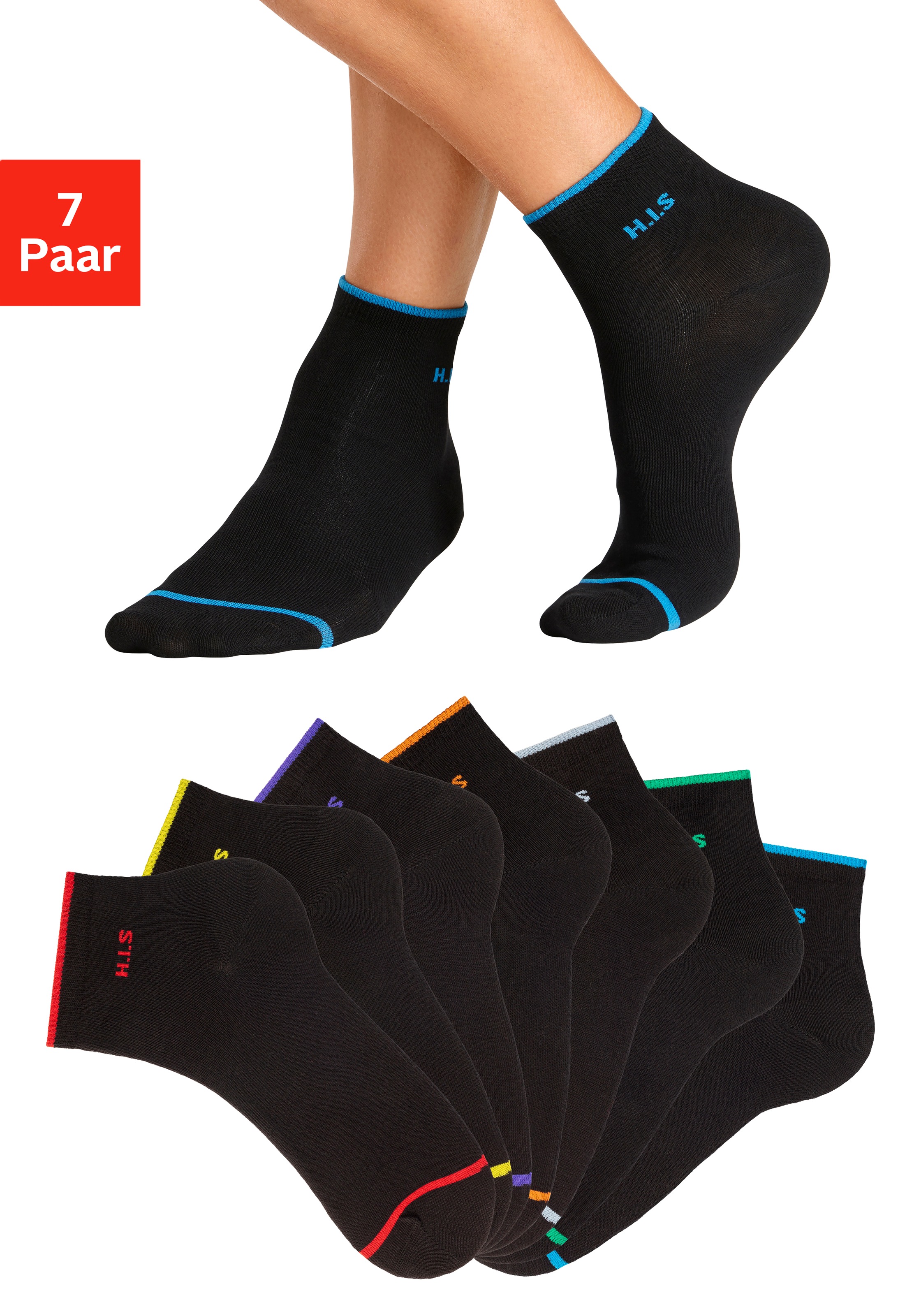 H.I.S Herren Kurzsocken Packung in schwarz, Größe 39-42