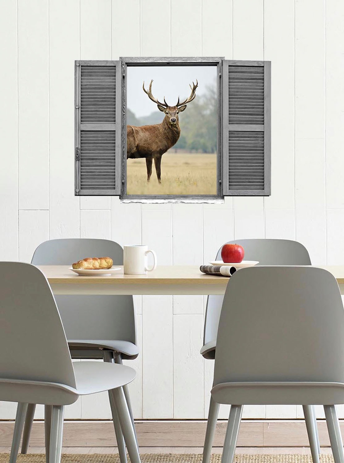 queence Wandtattoo »Hirsch«, (1 St.), Wandsticker, Wandbild, selbstklebend, 3D, Fenster