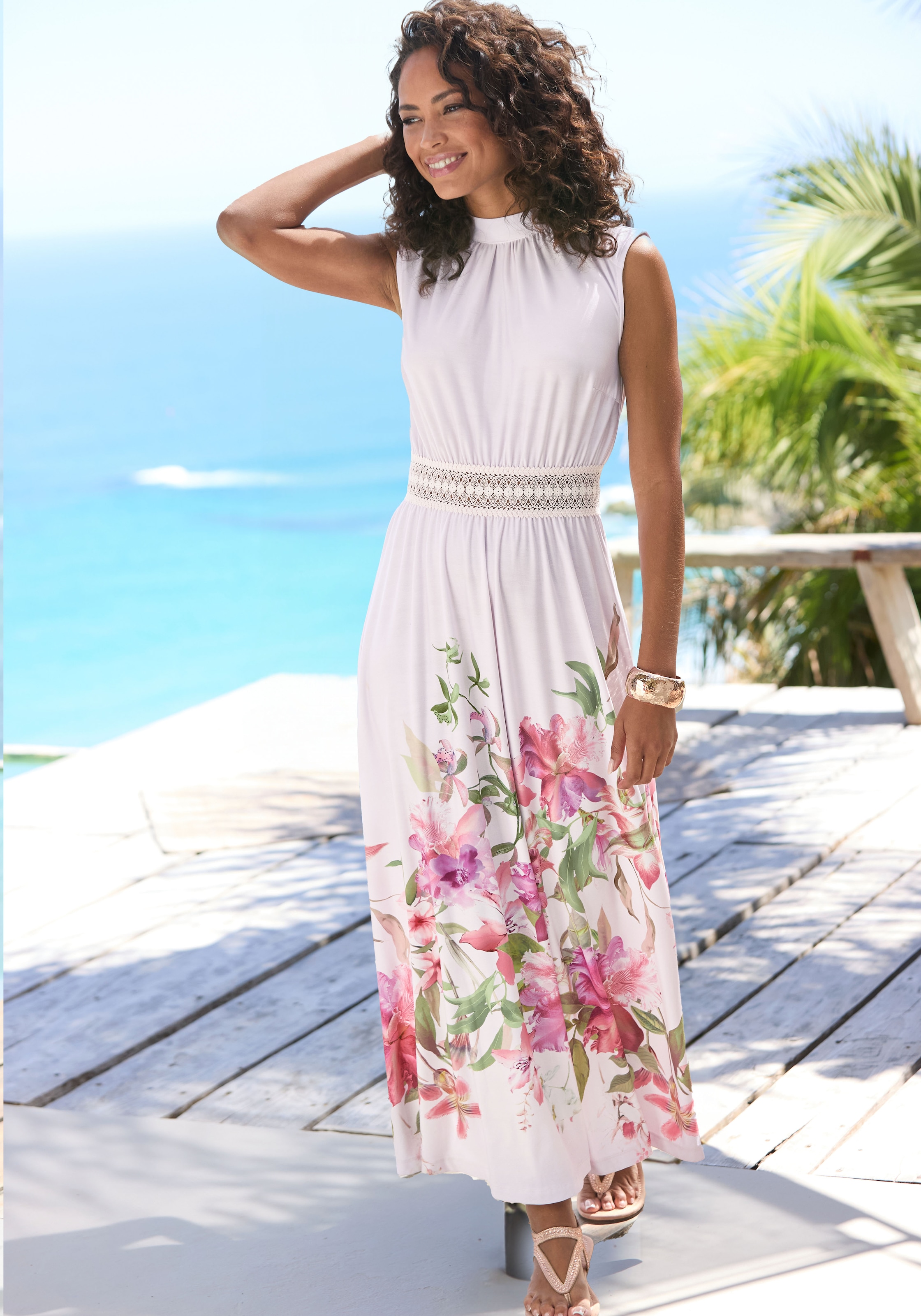 LASCANA Maxikleid mit Blumendruck, festlich