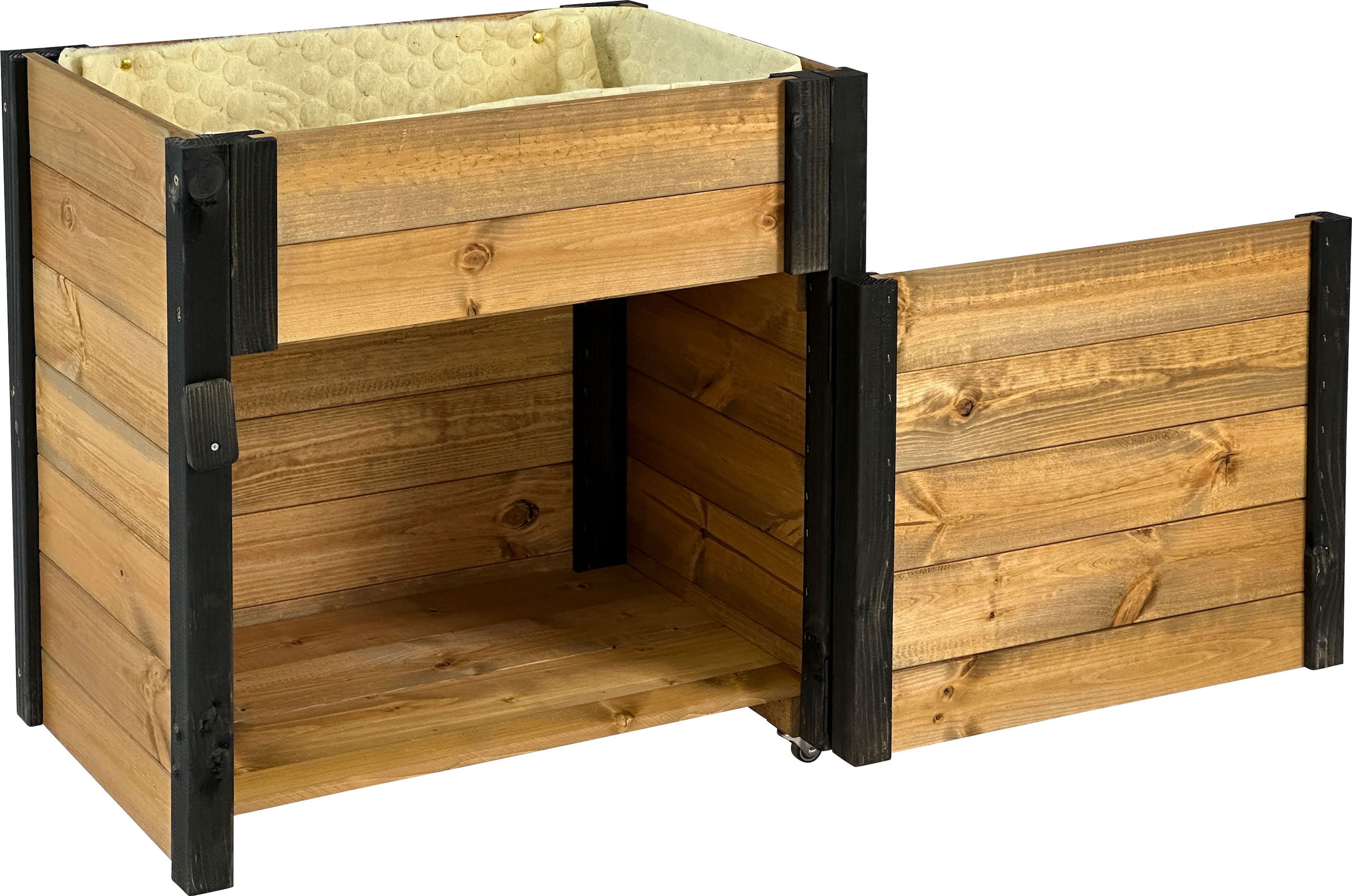 dobar green label Hochbeet »rollbar, mit Staufach, inkl. Schafswolle, Gr. M« Maße: ca. 60 x 40 x 62 cm bei einem Gewicht von ca. 11,20 kg