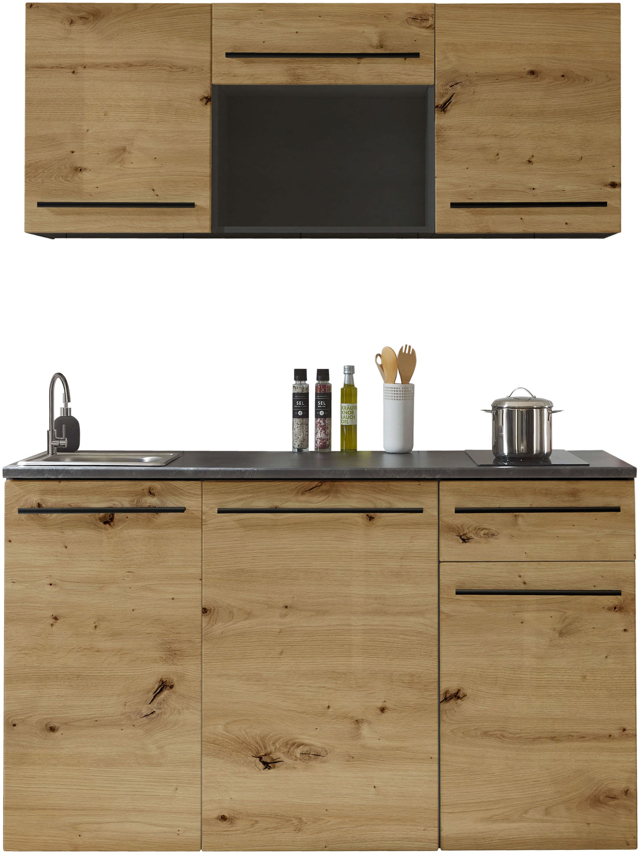 BASIC by Balculina Küchenzeile »Jazz Singleküche«, Breite 160 cm, mit und ohne Geräte lieferbar
