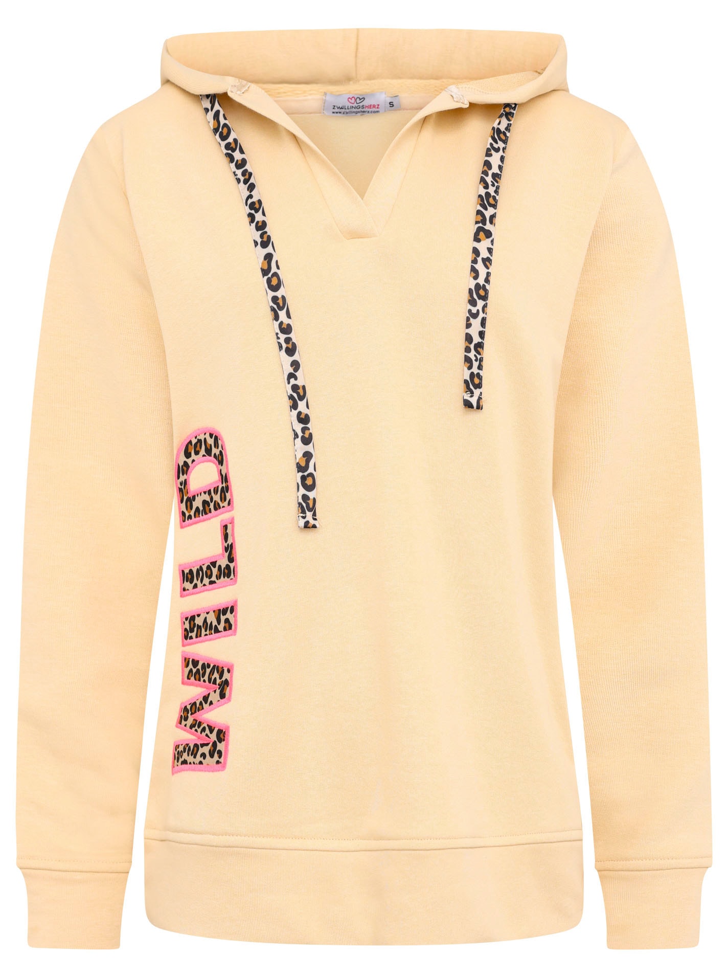 Zwillingsherz Hoodie »"Wild"«, V-Ausschnitt,mit Leo Applikation: WILD