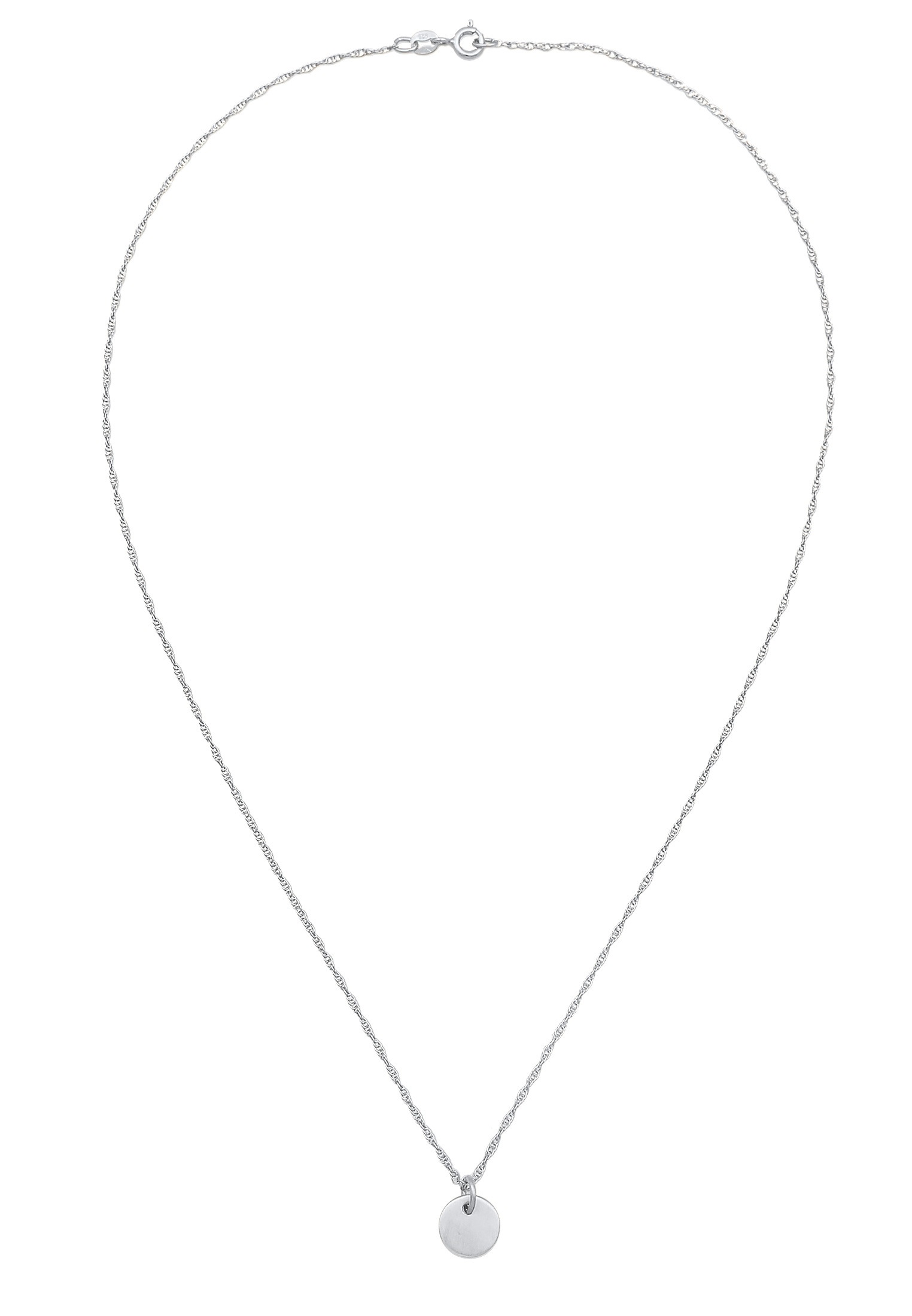 Elli Kette mit Anhänger »Halskette Plättchen Rund Gedrehte Kette 925 Silber«