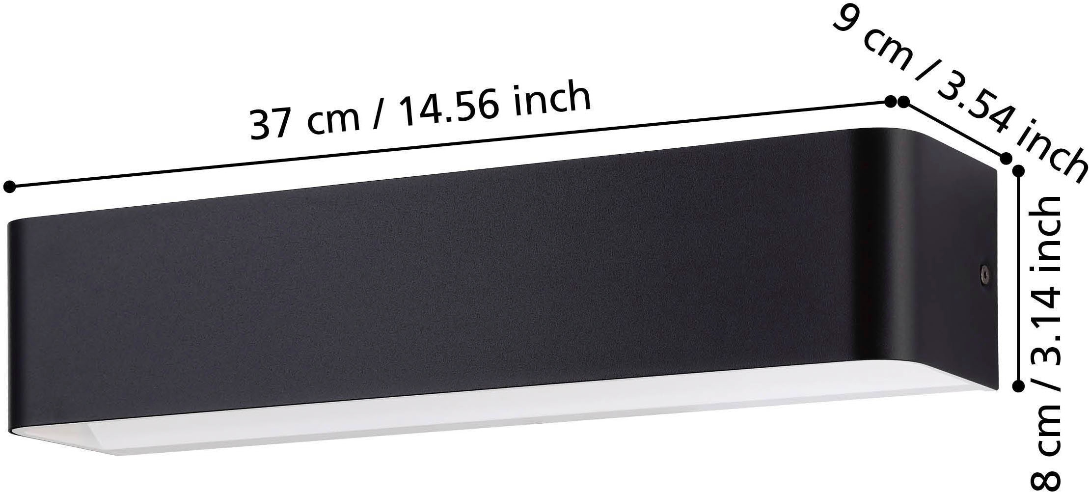 EGLO Wandleuchte »Sania 4 Wandlampe, Wandspot, Aluminium, Up and Down Leuchte, Flurlampe« LED-Modul 1 Stk. Warmweiß Wand-/Deckenleuchte - L36,5 x H8 x AL9 cm - schwarz, weiß - 12W inkl.