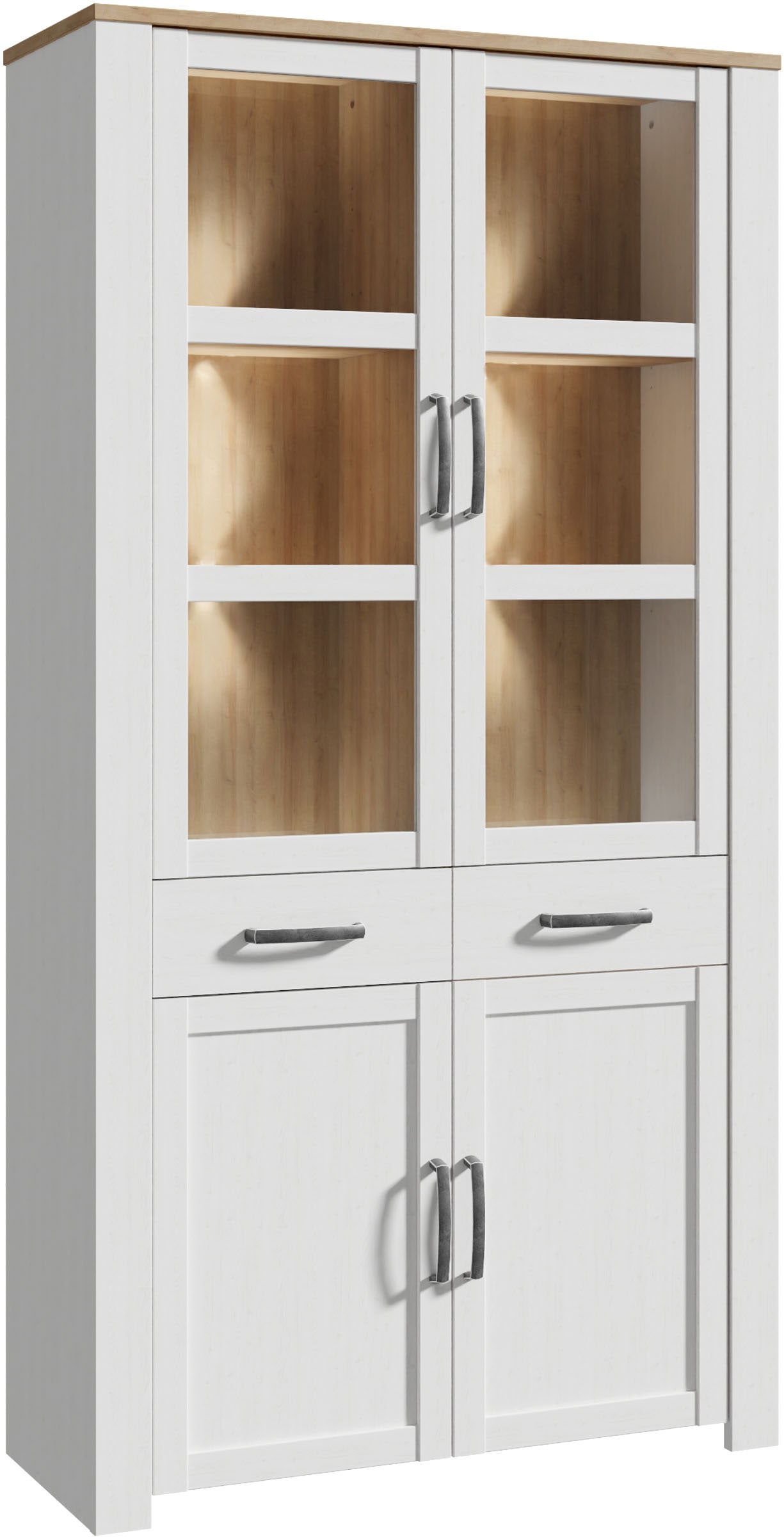 FORTE Highboard »Bohol, Vitrine mit Glastüre, viel Stauraum« B/H/T 106,4/205,4/42 cm Beleuchtung optional bestellbar