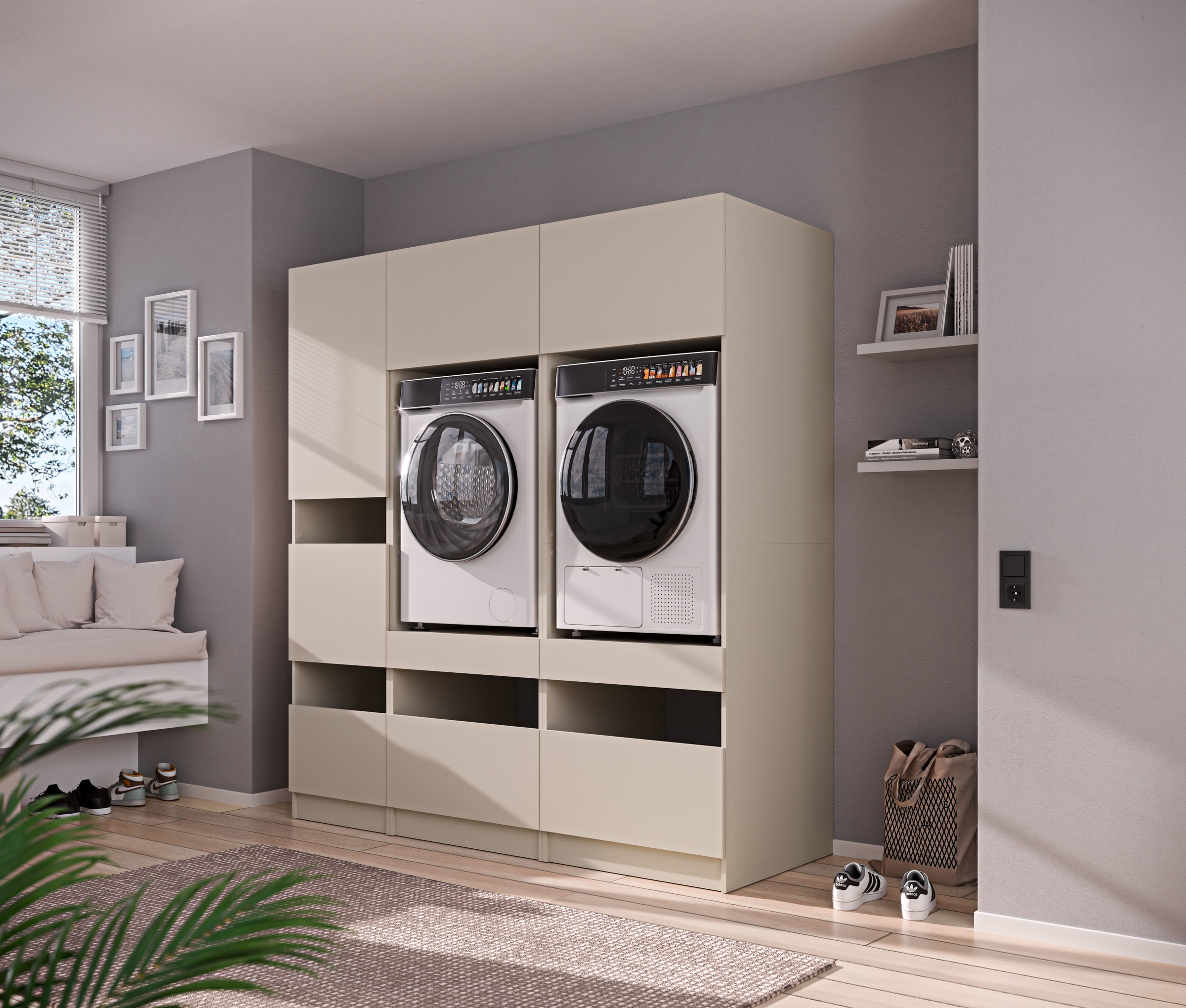 BASIC by Balculina Mehrzweckschrank-Set »Washhome B/T/H 186x68x200 cm« 3 Stk. tlg.