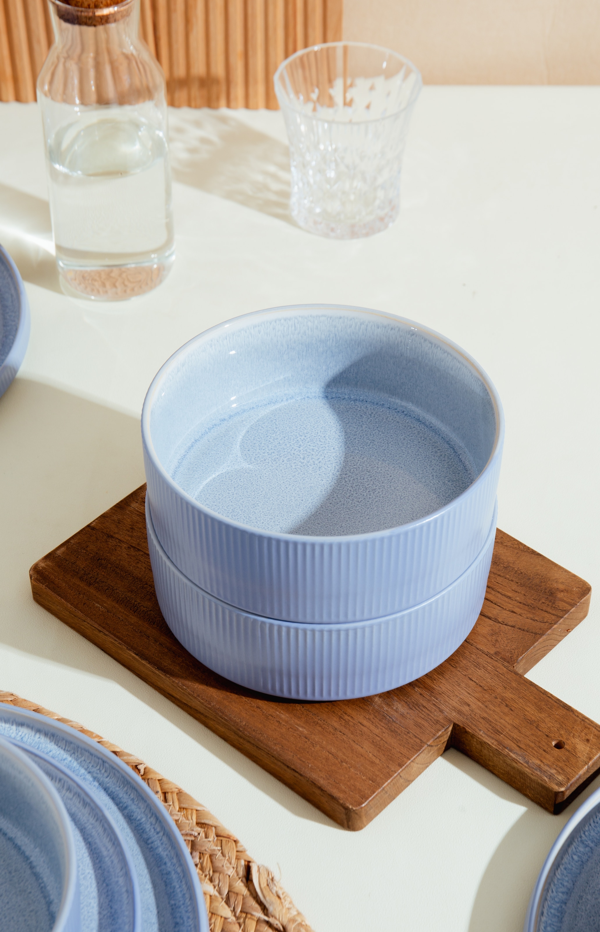 OTTO home Geschirr-Set »Ylvii, außen matt, innen reaktiv glasiert« Riffeloptik, spülmaschinenfest und mikrowellengeeignet