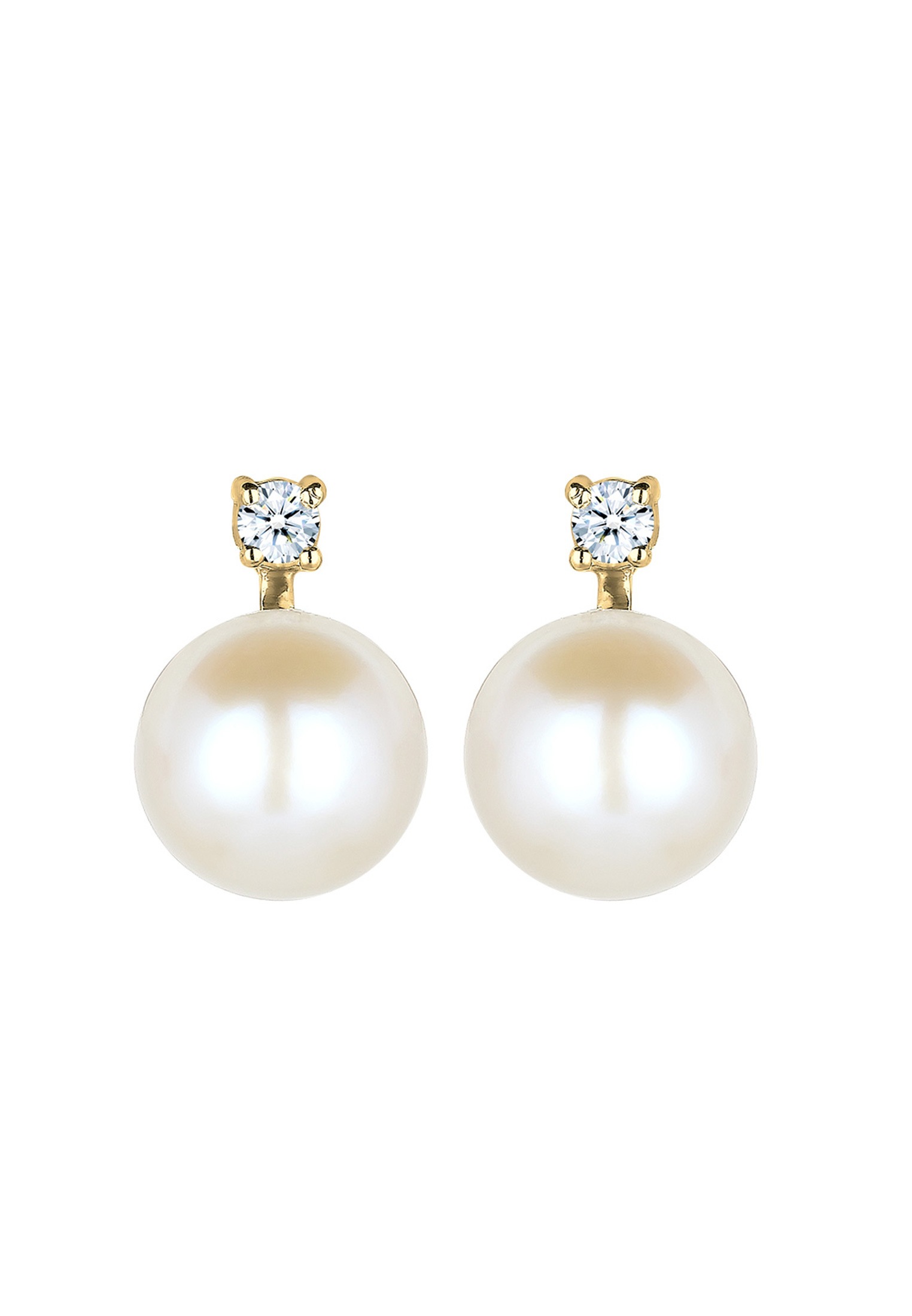 Elli DIAMONDS Paar Ohrstecker »Ohrringe Ohrstecker Süßwasserzuchtperlen Diamant (0.06 ct) 585 Gelbgold«