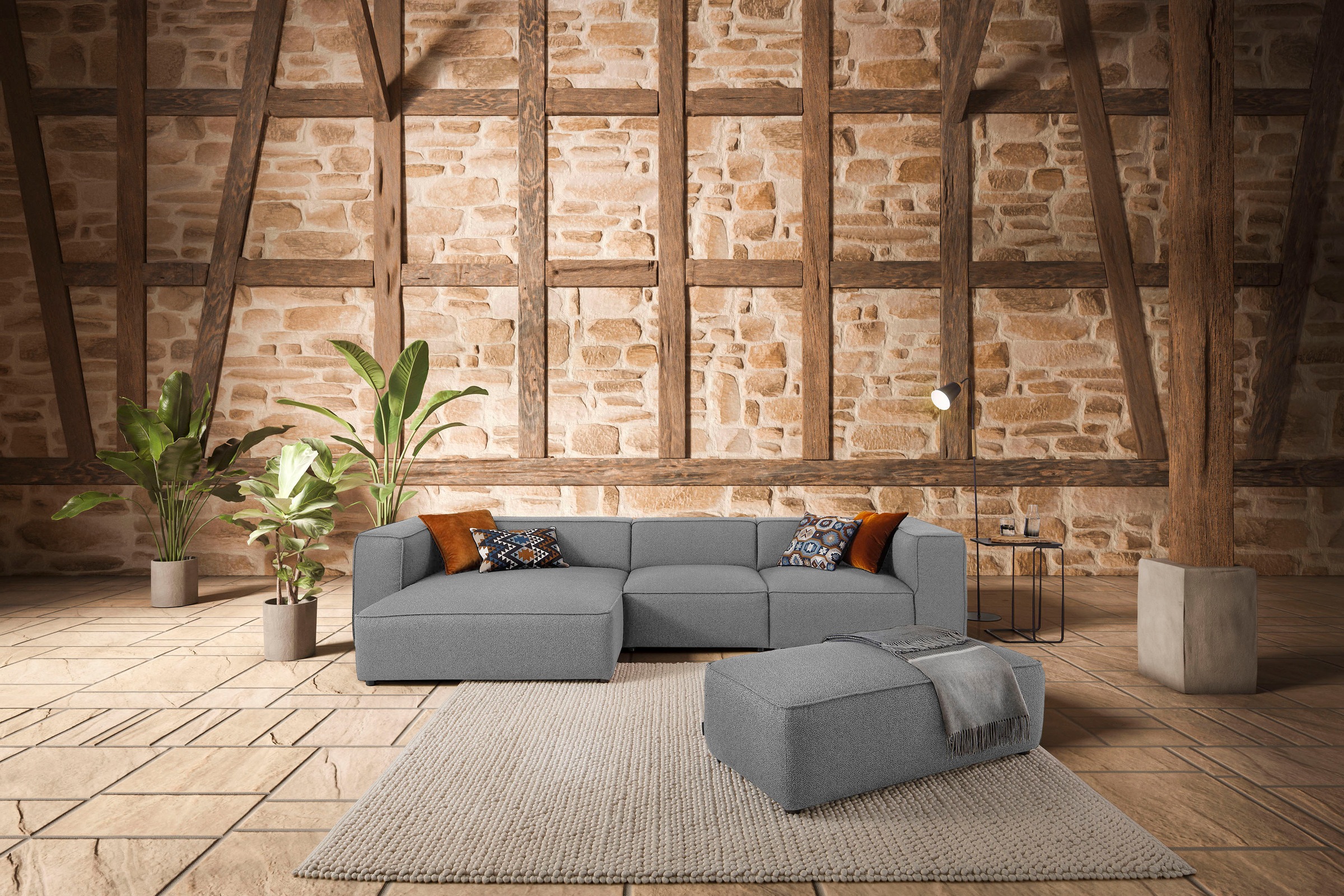 W.SCHILLIG Ecksofa »around-the-block« mit eleganter Biese, mit Federkern, Breite 341 cm