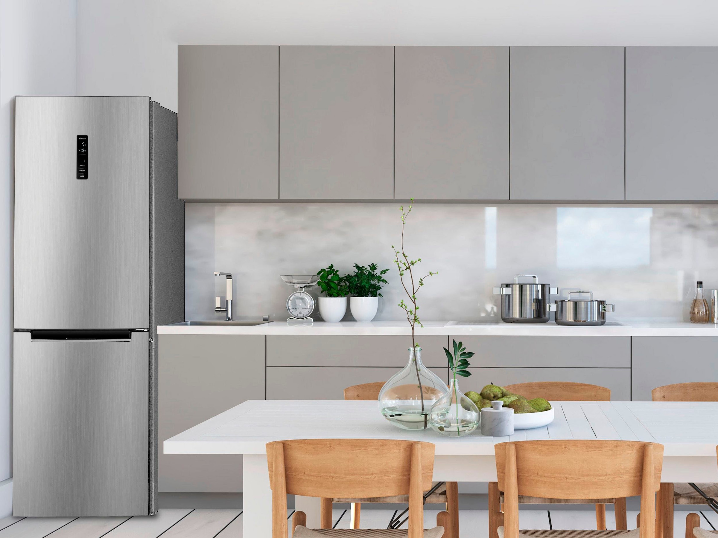 Hanseatic Kühl-/Gefrierkombination »HKGK18560BNFI« 185 cm hoch 60 cm breit