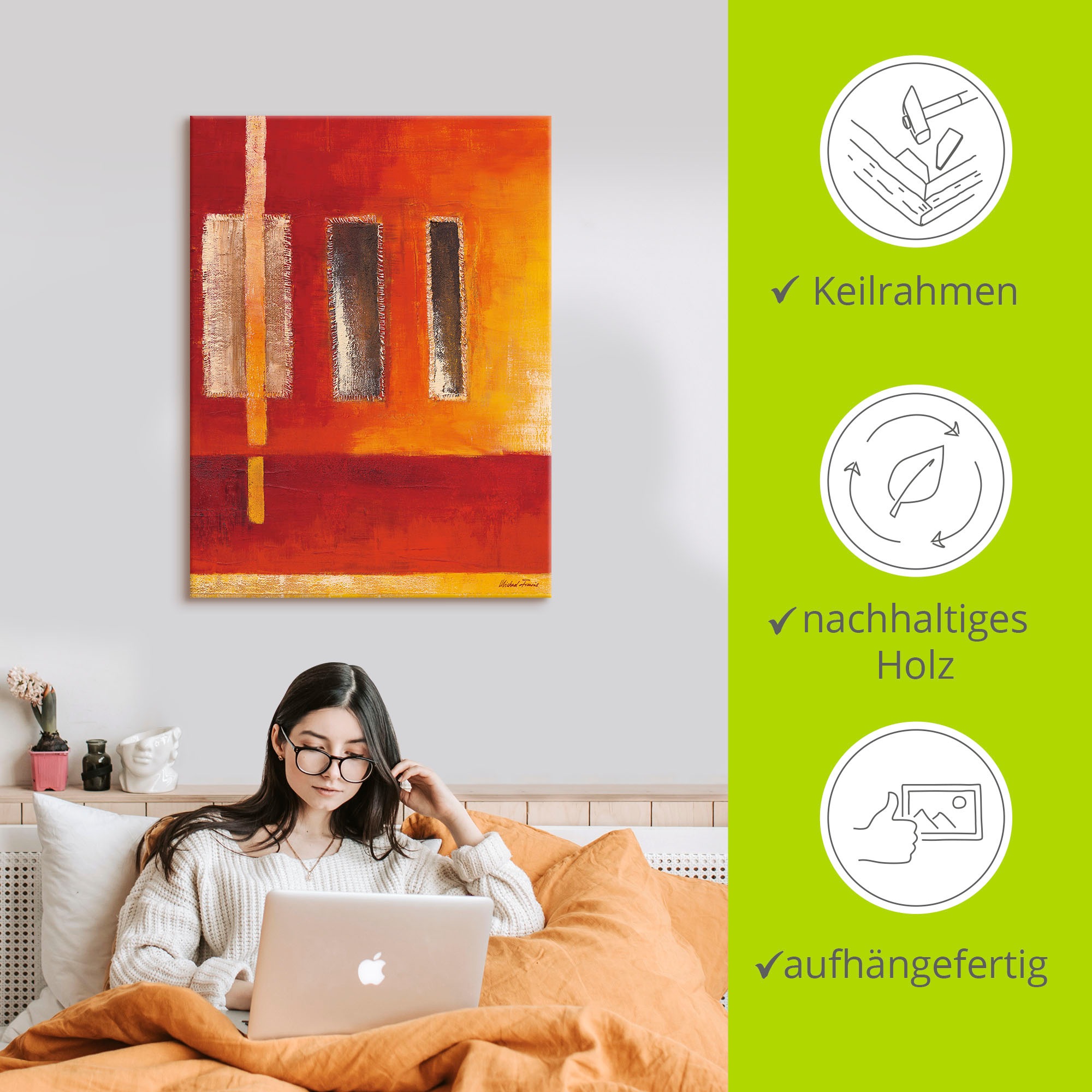 Artland Leinwandbild »Felder I - Abstrakt« Muster 1 Stk. tlg. als Leinwandbild, Poster in verschied. Größen