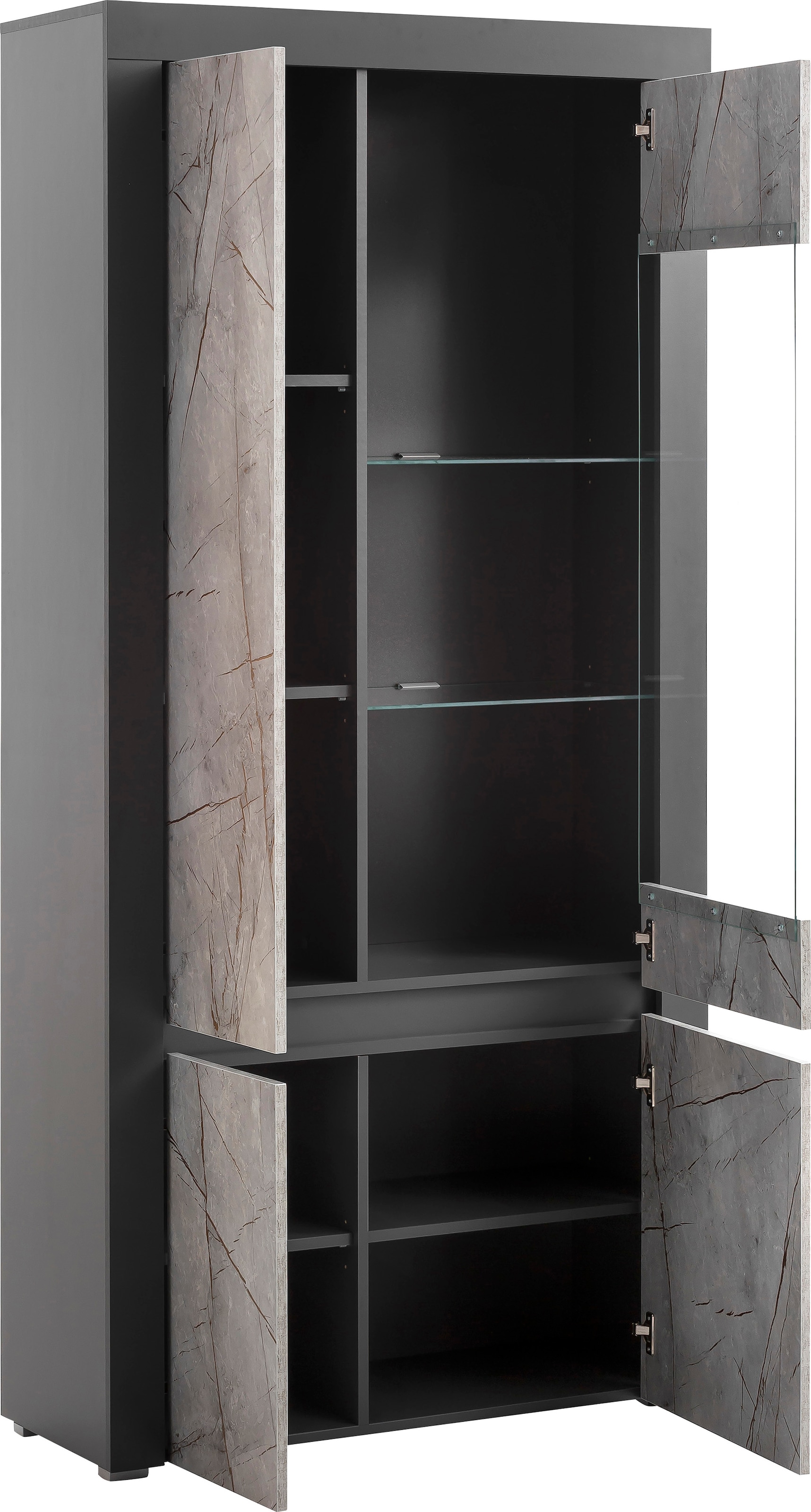 Home affaire Wohnwand »Stone Marble«, (4 St.), bestehend aus vier  Möbelstücken, in grifflosen Design, Breite 390 cm kaufen bei OTTO